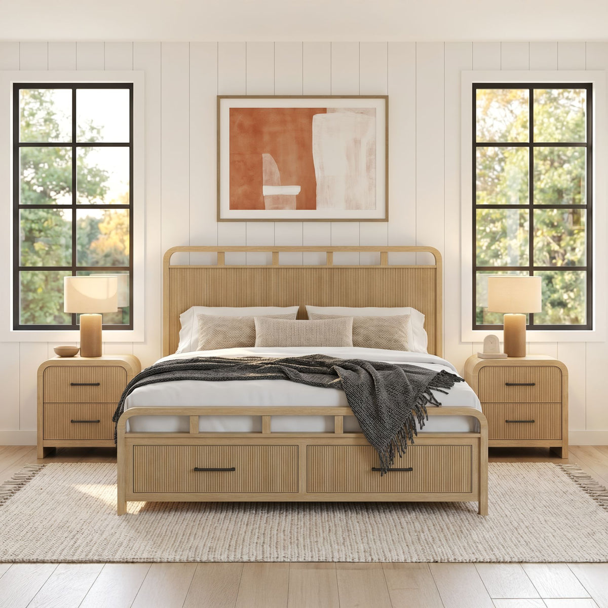 Ridgemont Natural 2-Drawer Nightstand with USB - Ornate Home