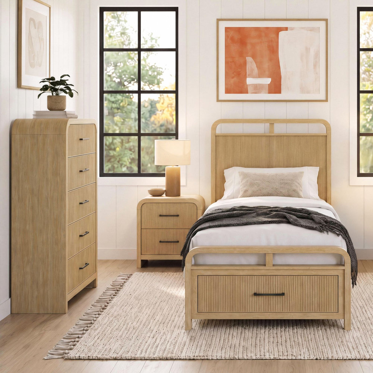 Ridgemont Natural 3-Piece Twin Storage Bedroom Set - Ornate Home