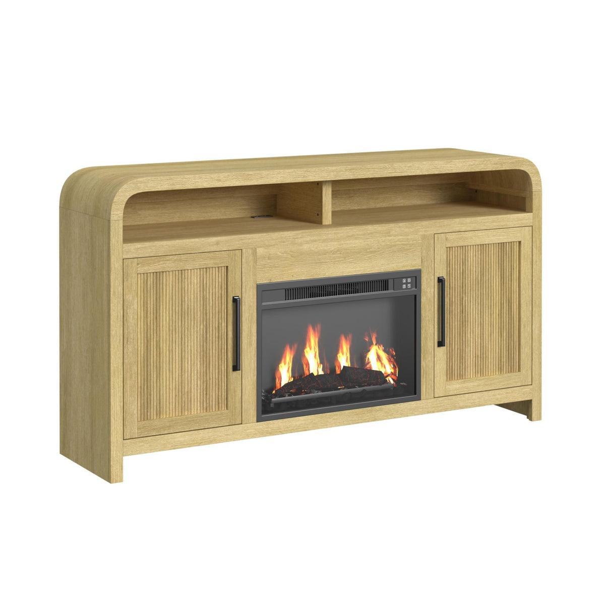 Ridgemont Natural Complete 60" Fireplace Cabinet - Ornate Home