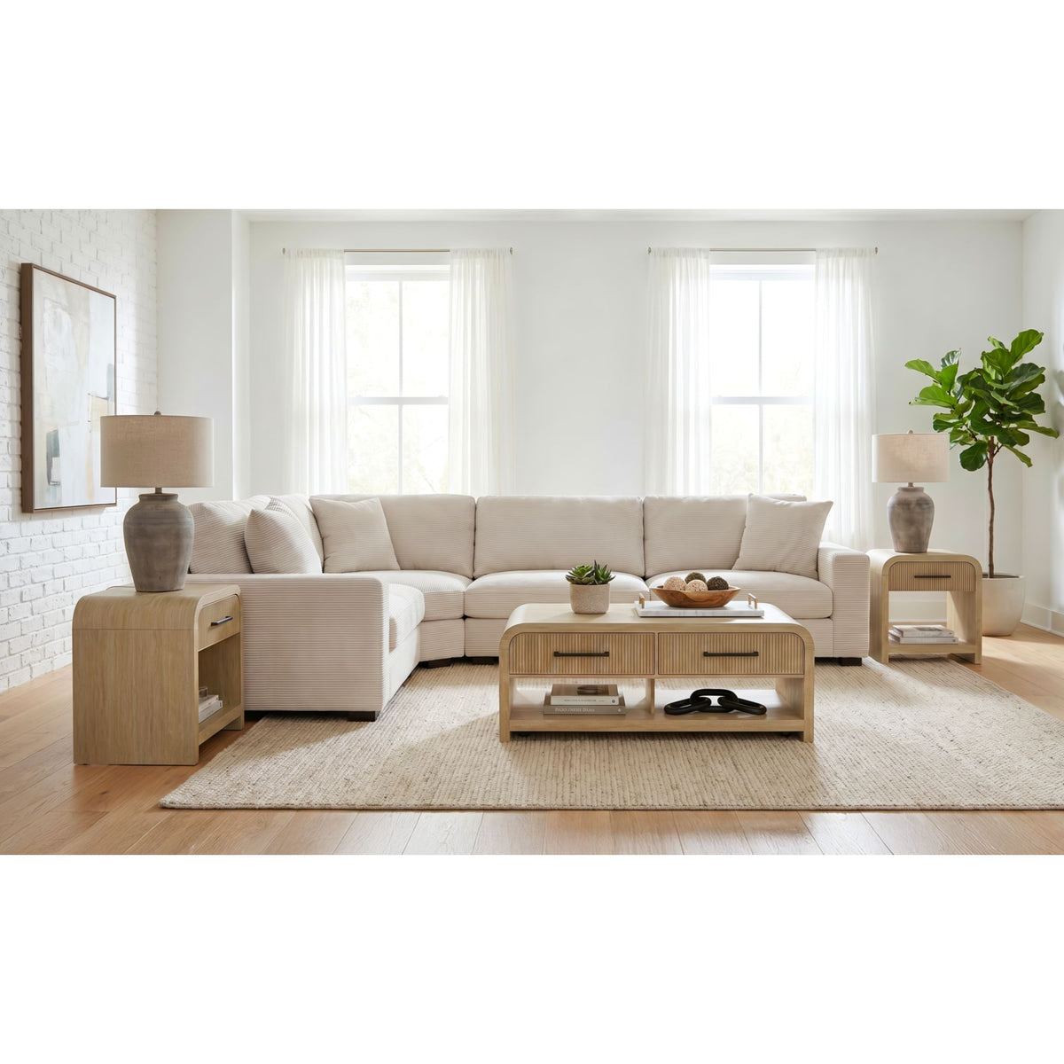 Ridgemont Natural End Table with USB - Ornate Home