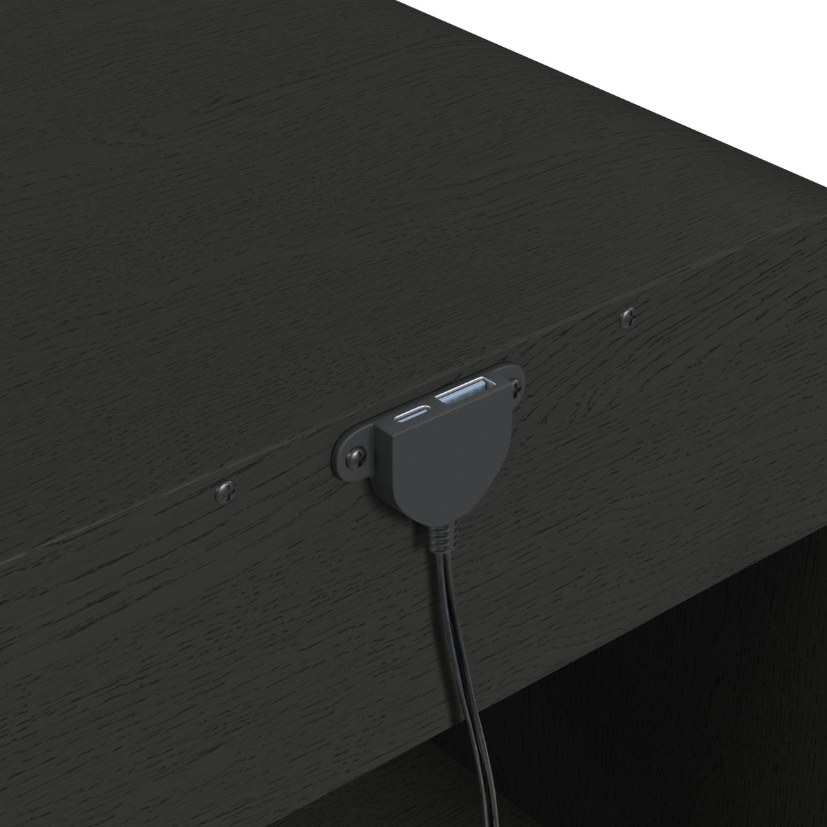 Ridgemont Black with Grain End Table with USB