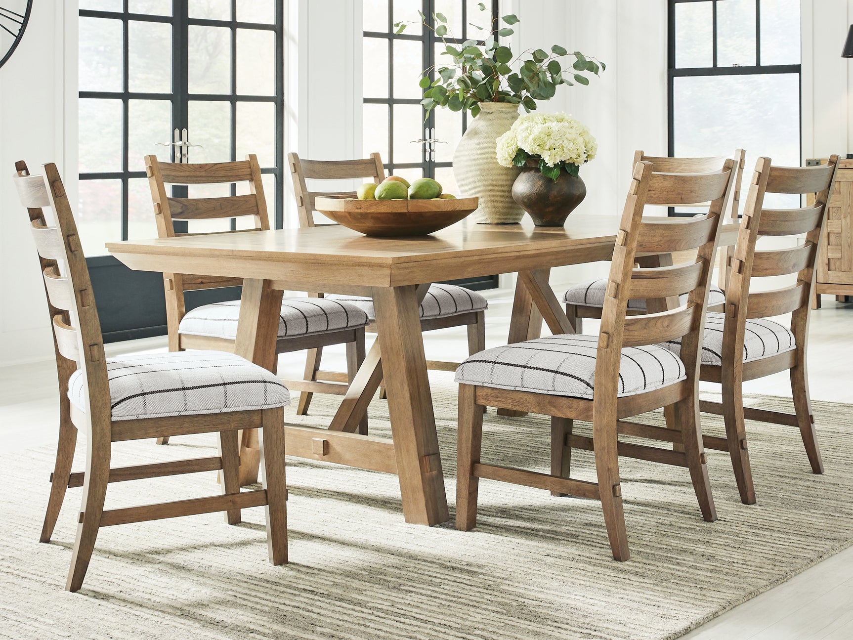 Ridgester Light Brown Extension Dining Table and 6 Chairs (Online Special Price) - Ornate Home