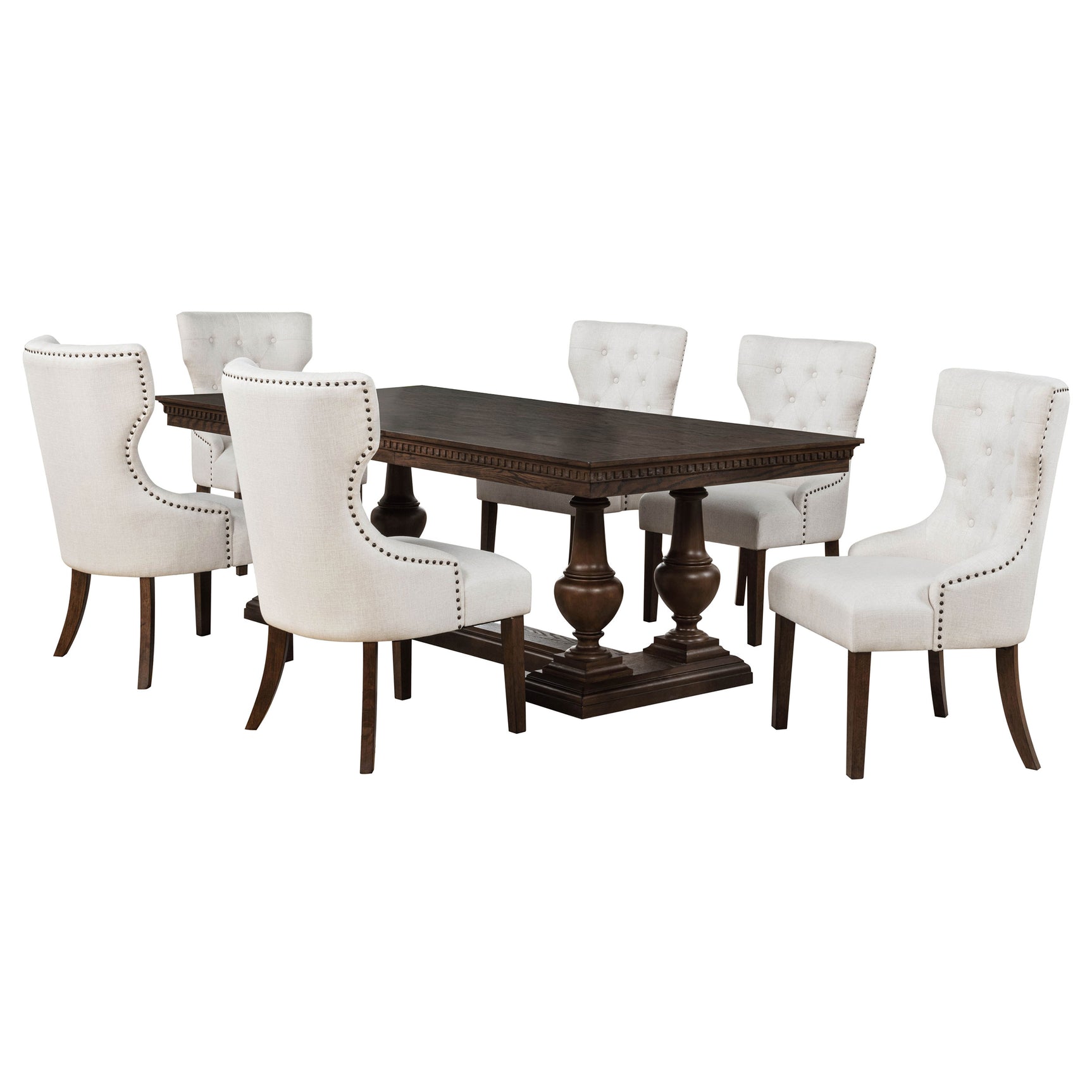 Ridgewell Dark Oak 7-piece Rectangular Trestle Dining Set - Ornate Home