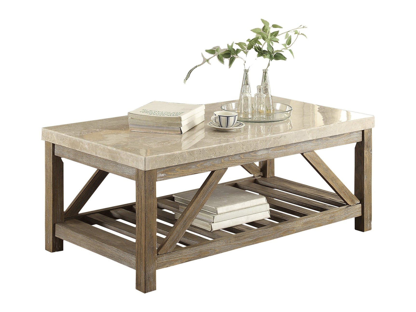 Ridley Weathered Natural Cocktail Table - Ornate Home