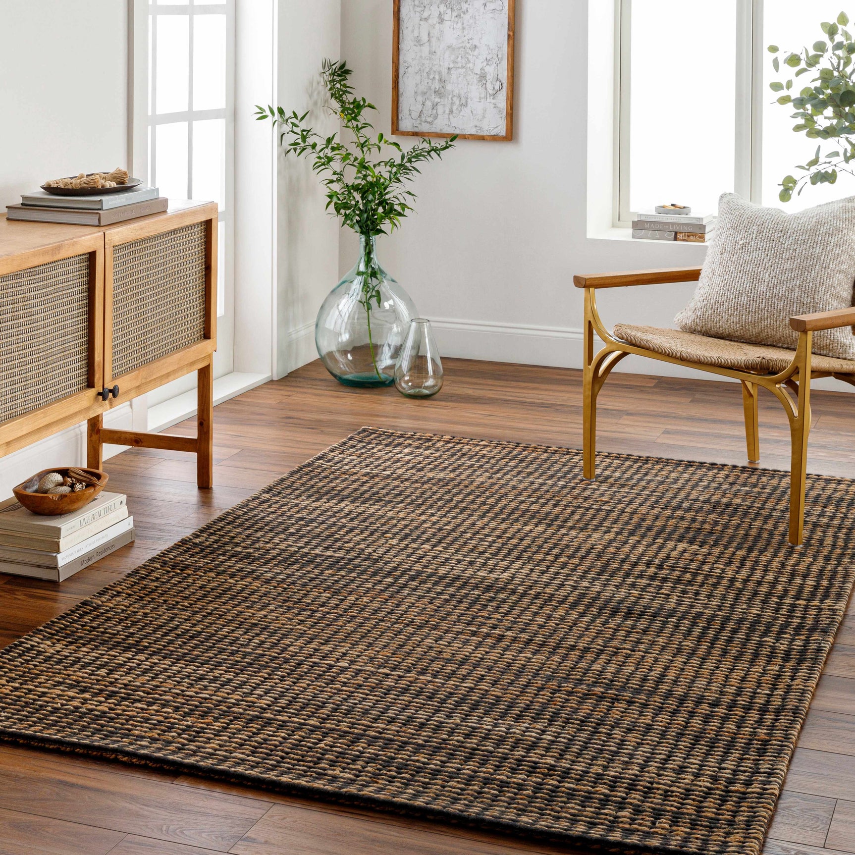 Riki Black Area Rug - Ornate Home