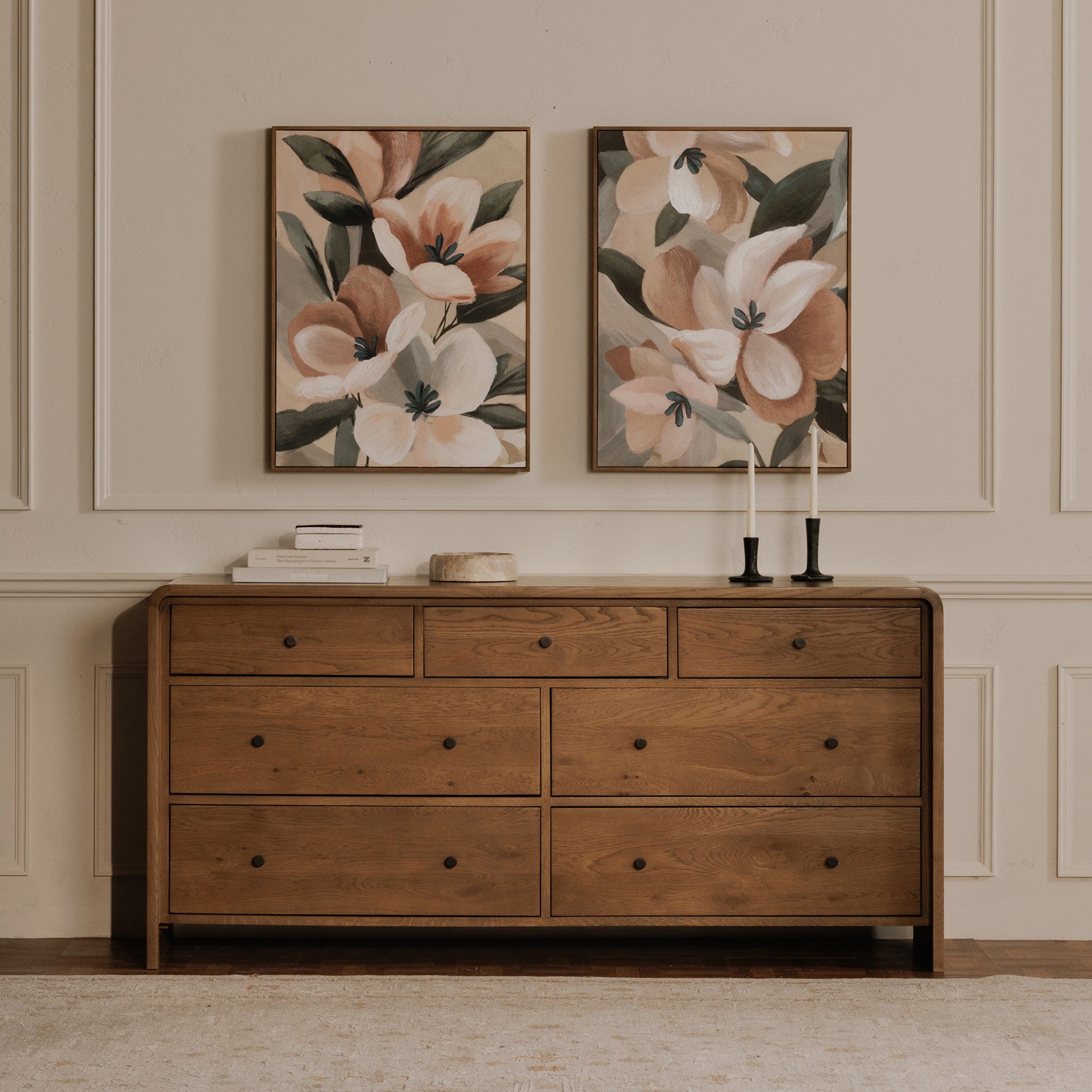 Riley Oak 7 Drawer Dresser - Ornate Home