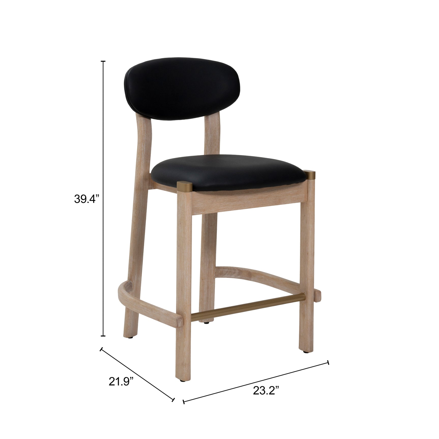 Rilou Black & Natural Counter Stool (Set of 2)