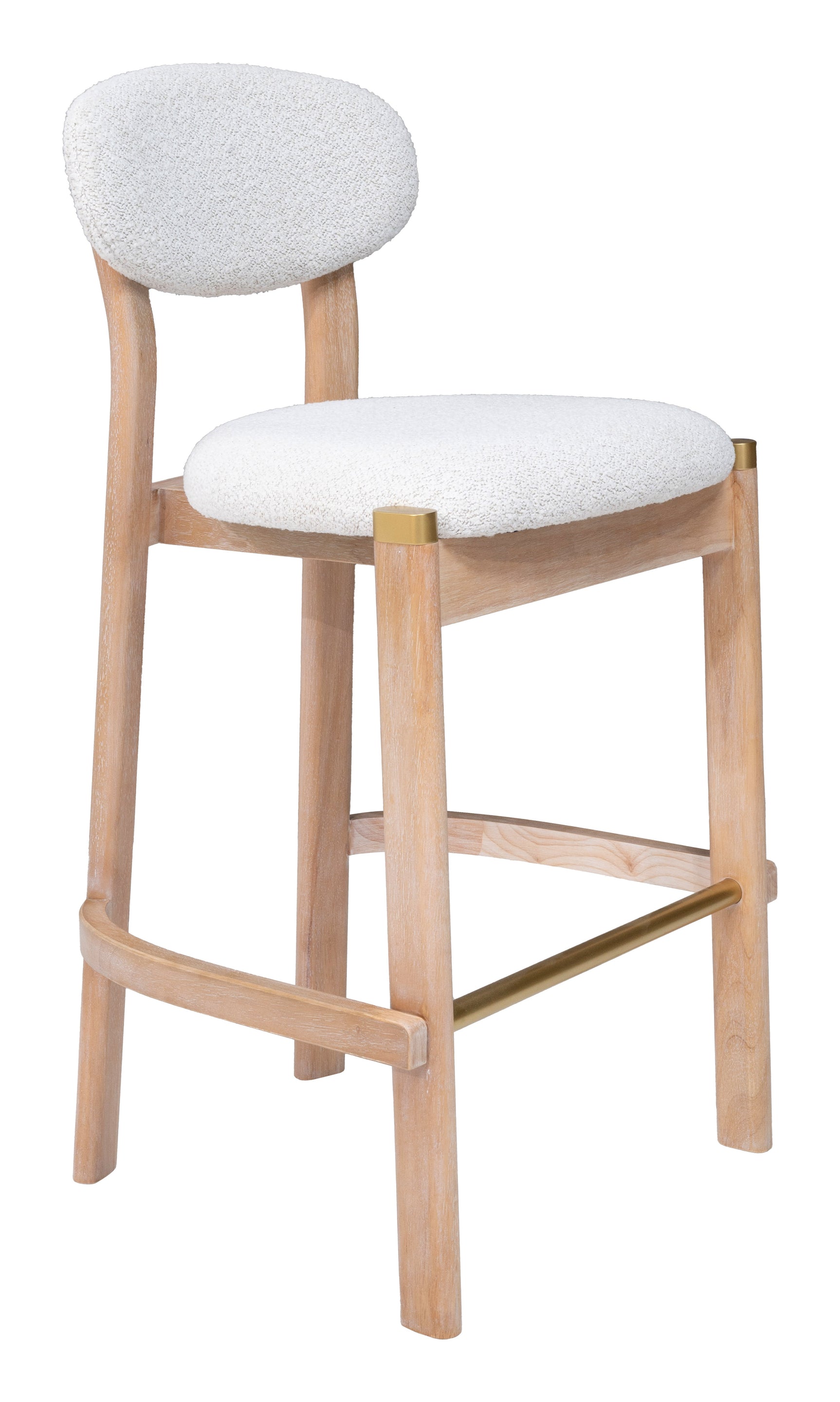 Rilou White & Natural Barstool (Set of 2) - Ornate Home