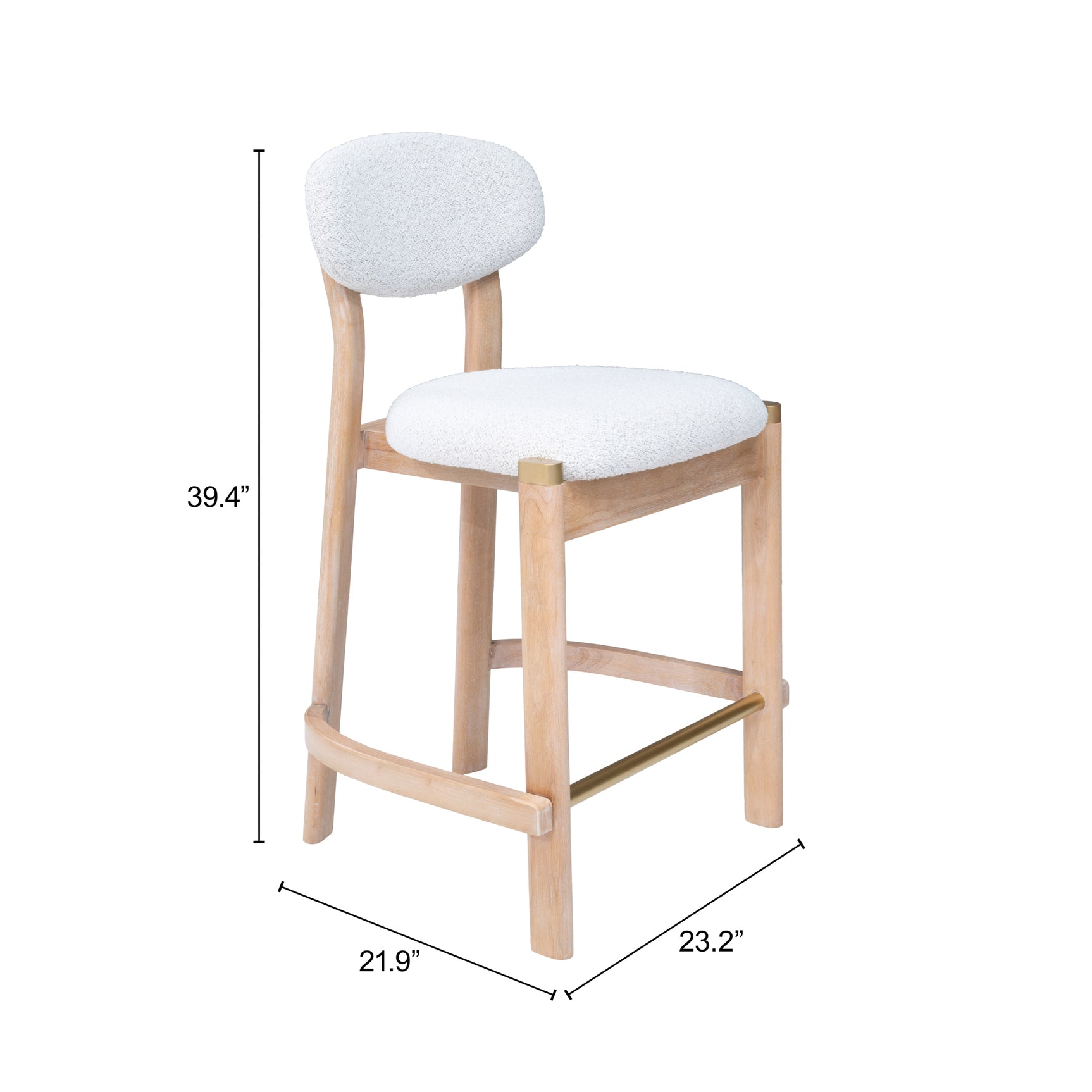 Rilou White & Natural Counter Stool (Set of 2) - Ornate Home
