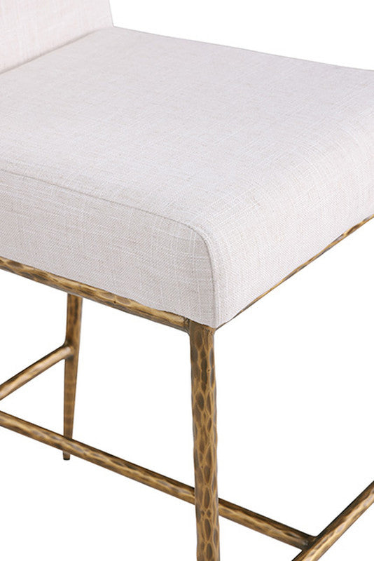 Rilva White/Matte Gold Counter Height Stool - Ornate Home