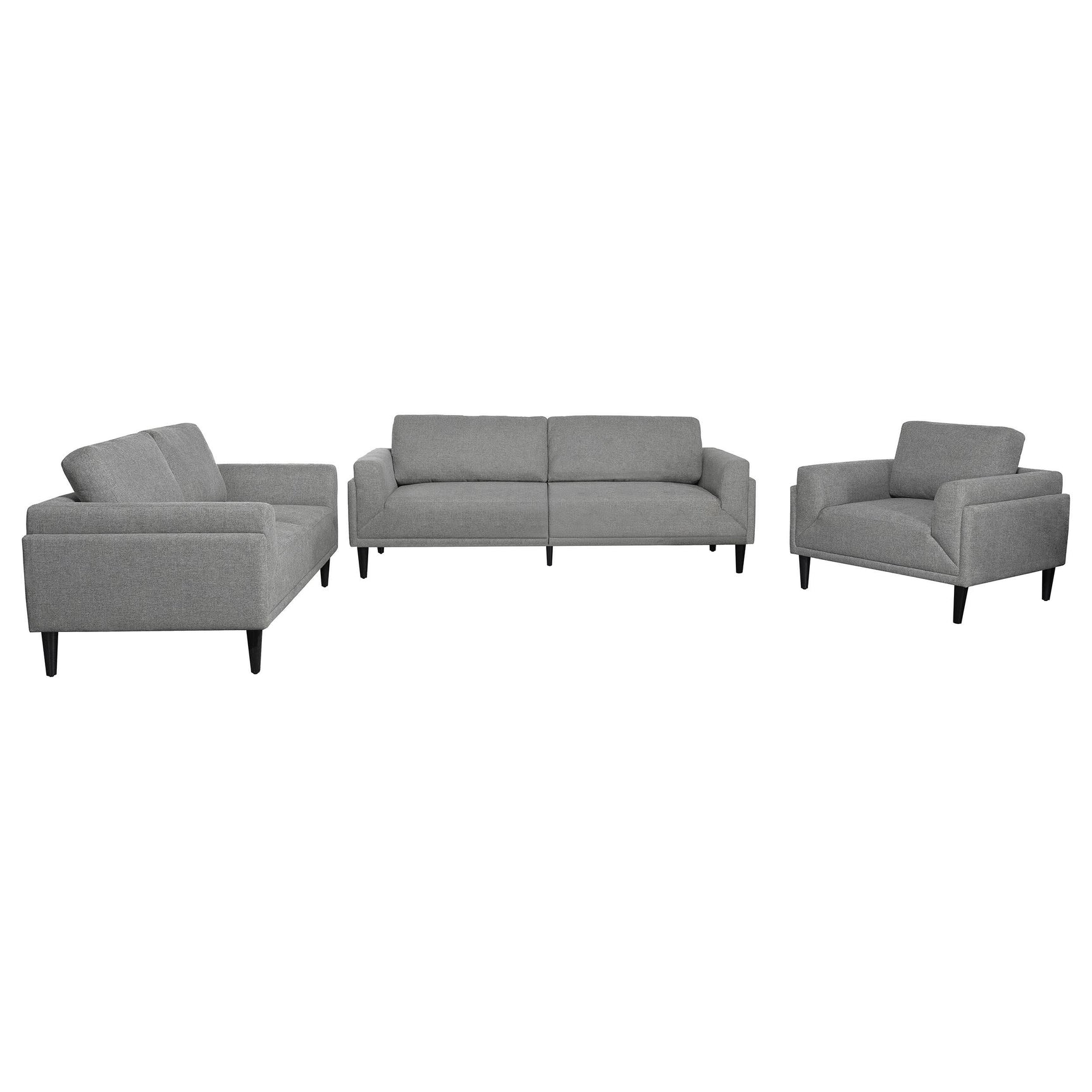 Rilynn Grey 3-piece Upholstered Track Arm Sofa Set - Ornate Home