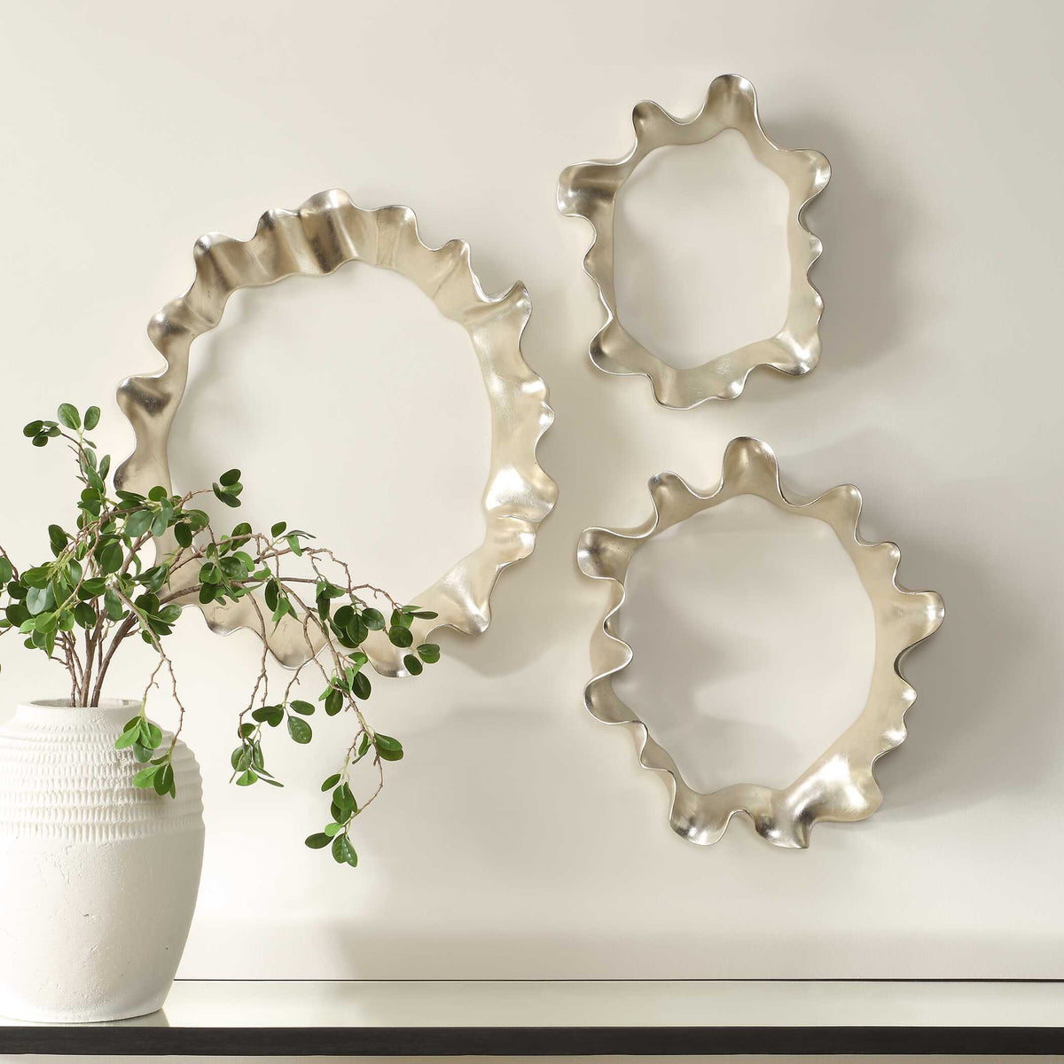 Ripple Effect Silver Wall Art (Set of 3) - Ornate Home