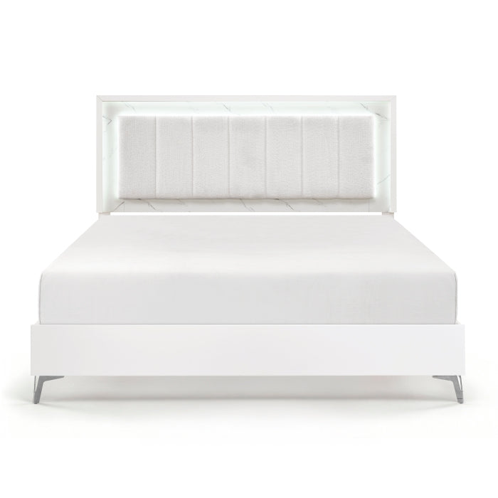 Ripple White California King Bed - Ornate Home
