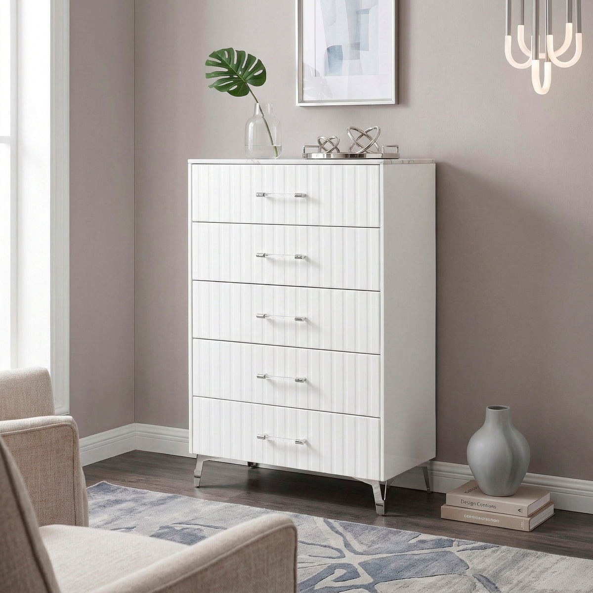 Ripple White Chest - Ornate Home