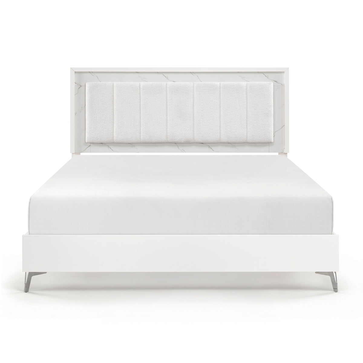 Ripple White Eastern King Bed - Ornate Home
