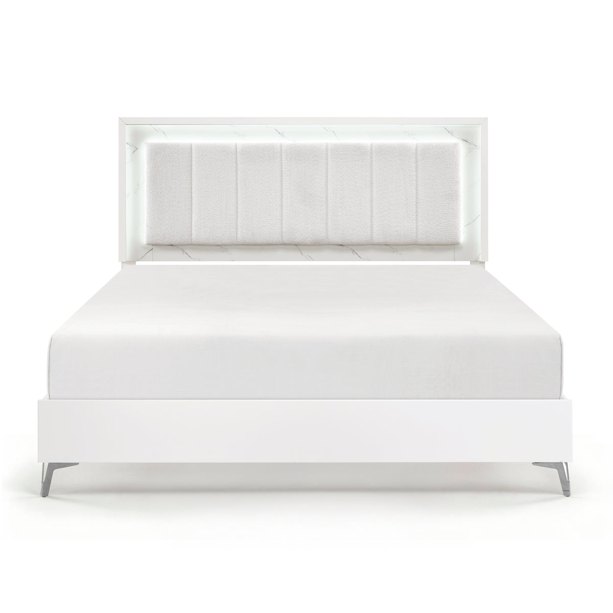 Ripple White Eastern King Bed - Ornate Home