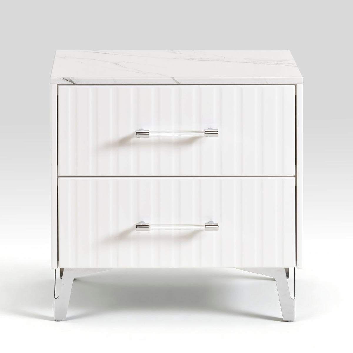 Ripple White Nightstand - Ornate Home