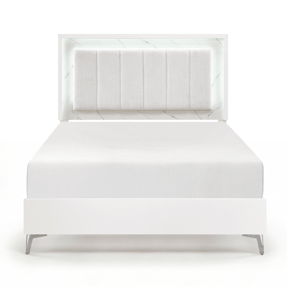 Ripple White Queen Bed - Ornate Home