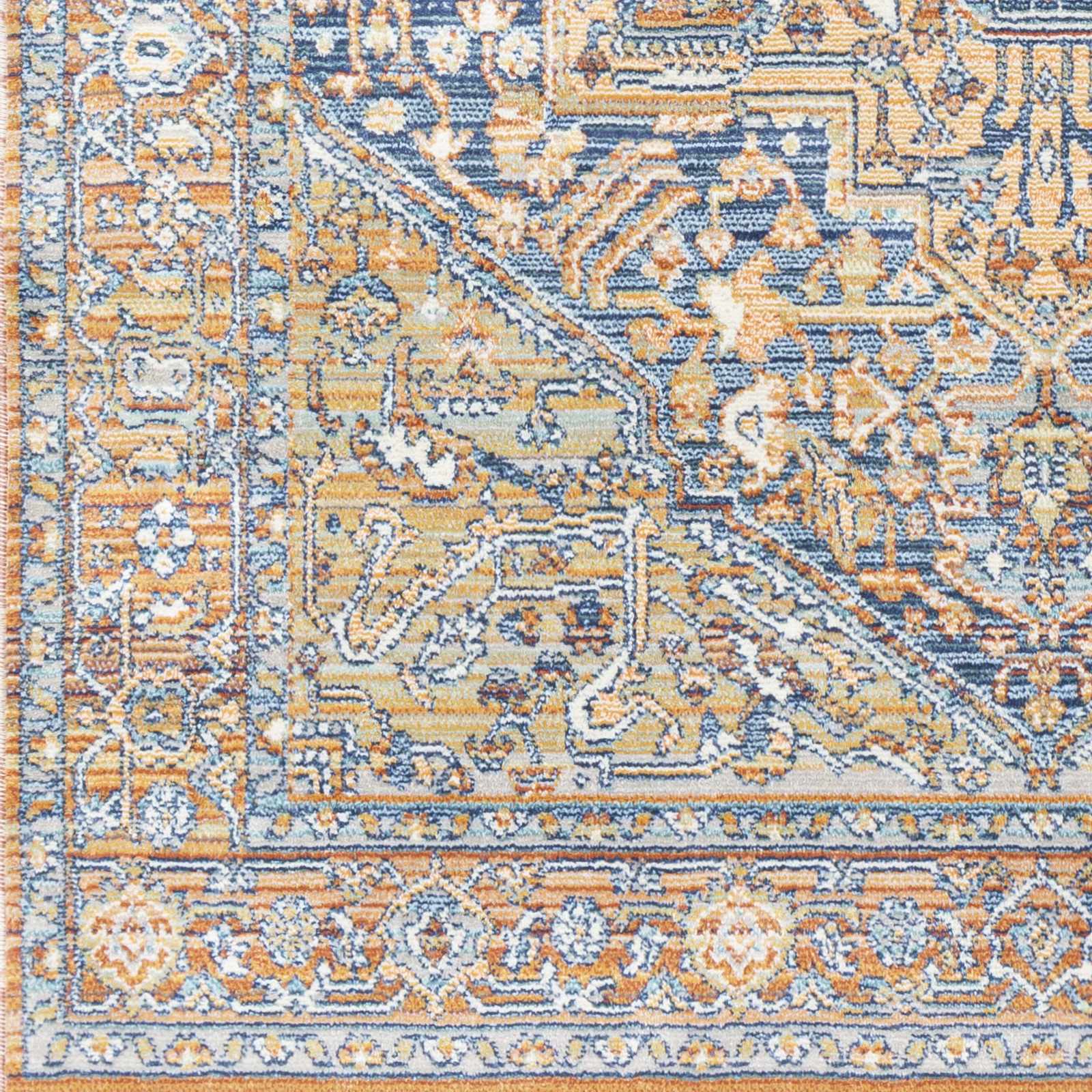 Ripponlea Blue&Orange Medallion Rug - Ornate Home