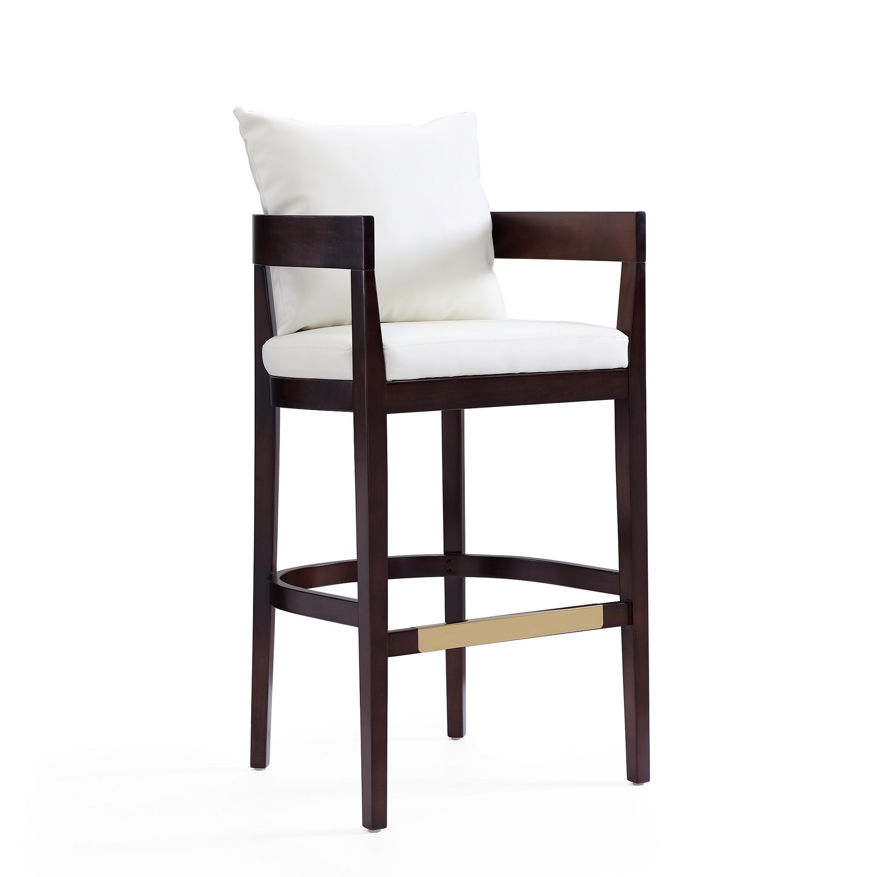 Ritz Barstool in Ivory and Dark Walnut (set of 3) - Ornate Home