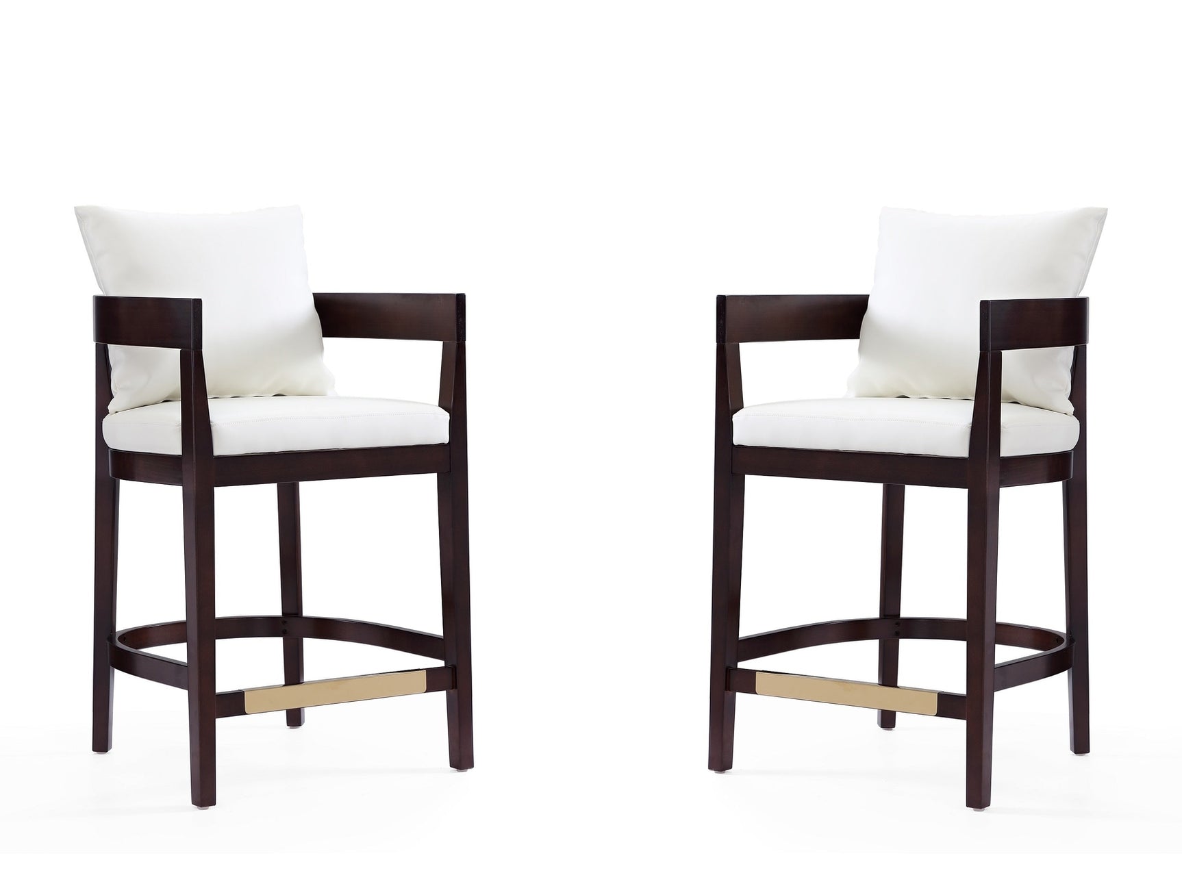 Ritz Counter Stool in Ivory and Dark Walnut (set of 2) - Ornate Home