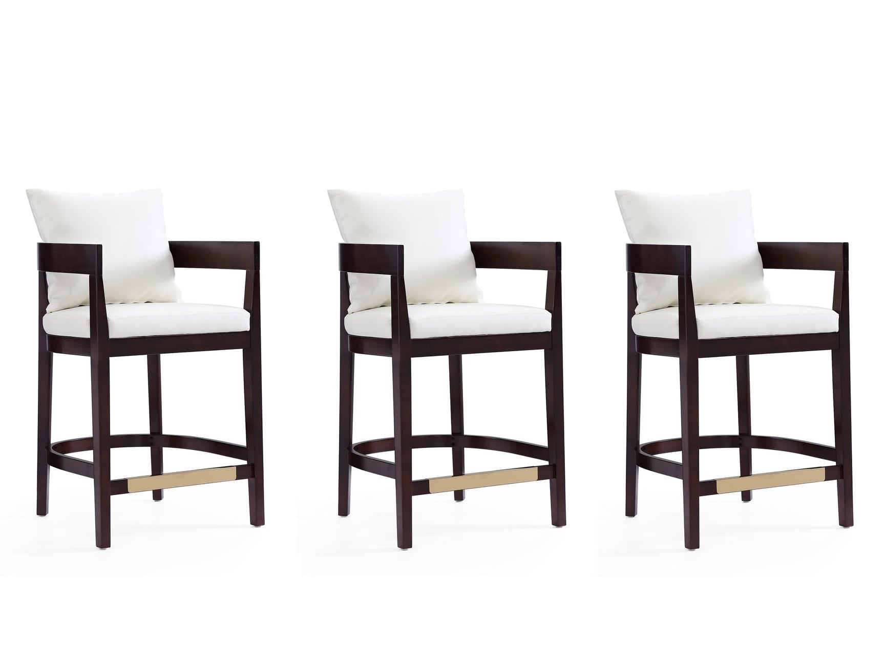 Ritz Counter Stool in Ivory and Dark Walnut (set of 3) - Ornate Home