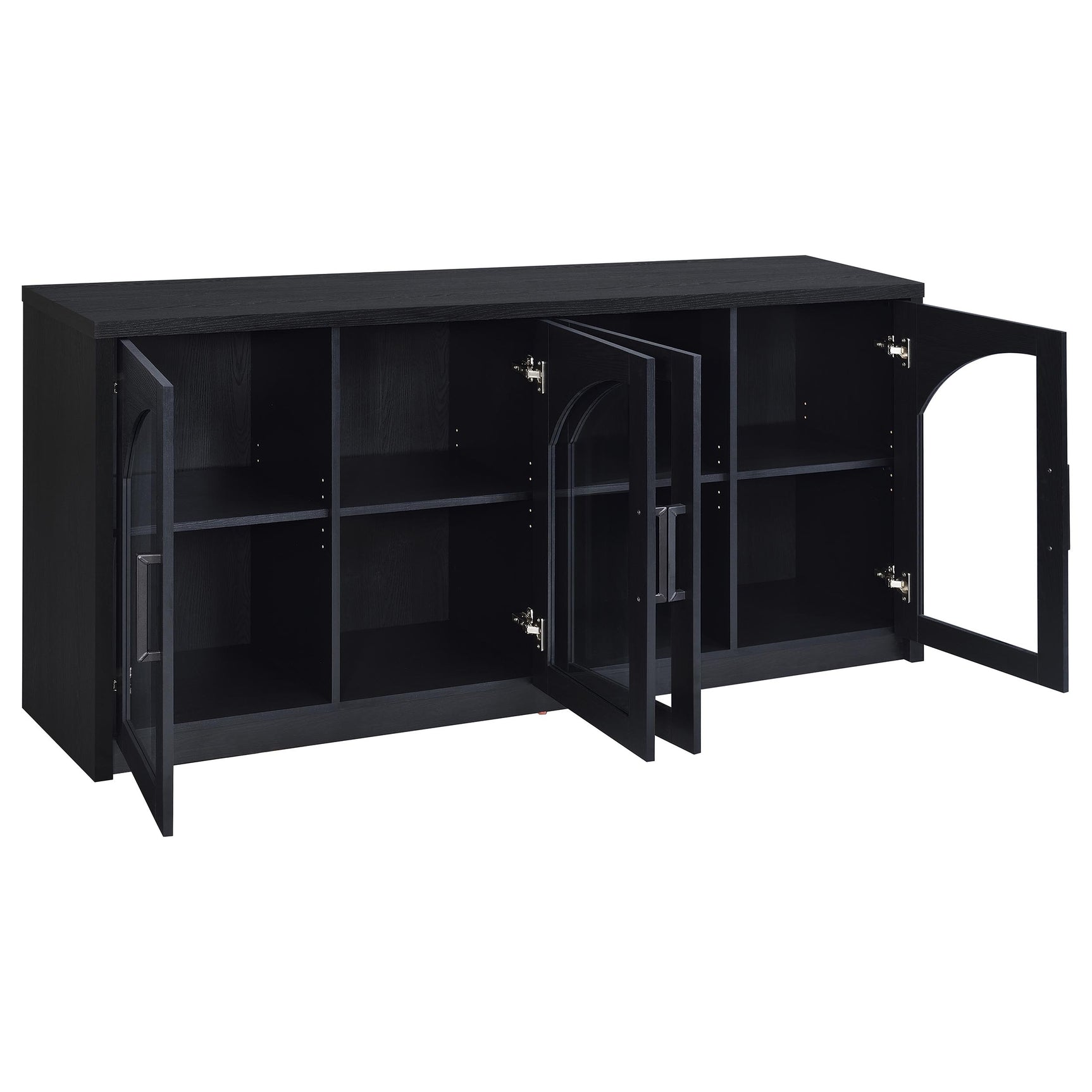Riva Black 4-door Dining Sideboard Buffet Storage Credenza - Ornate Home
