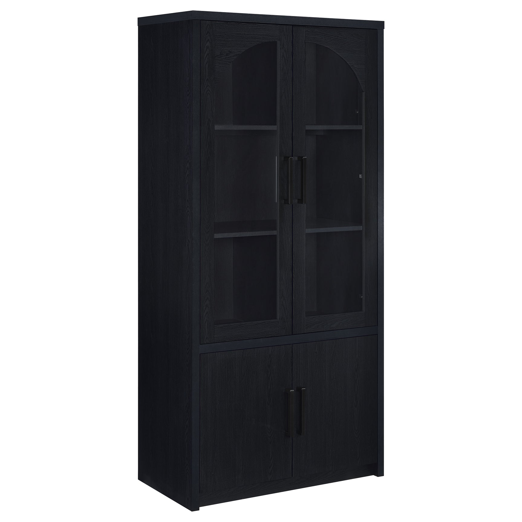 Riva Black 4-door Tall Accent Display Cabinet LED Lighting - Ornate Home