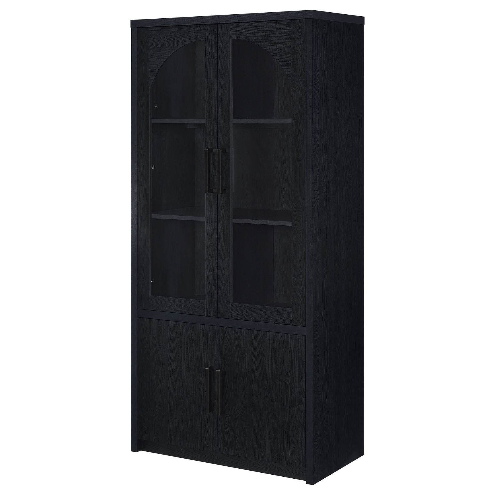 Riva Black 4-door Tall Accent Display Cabinet LED Lighting - Ornate Home