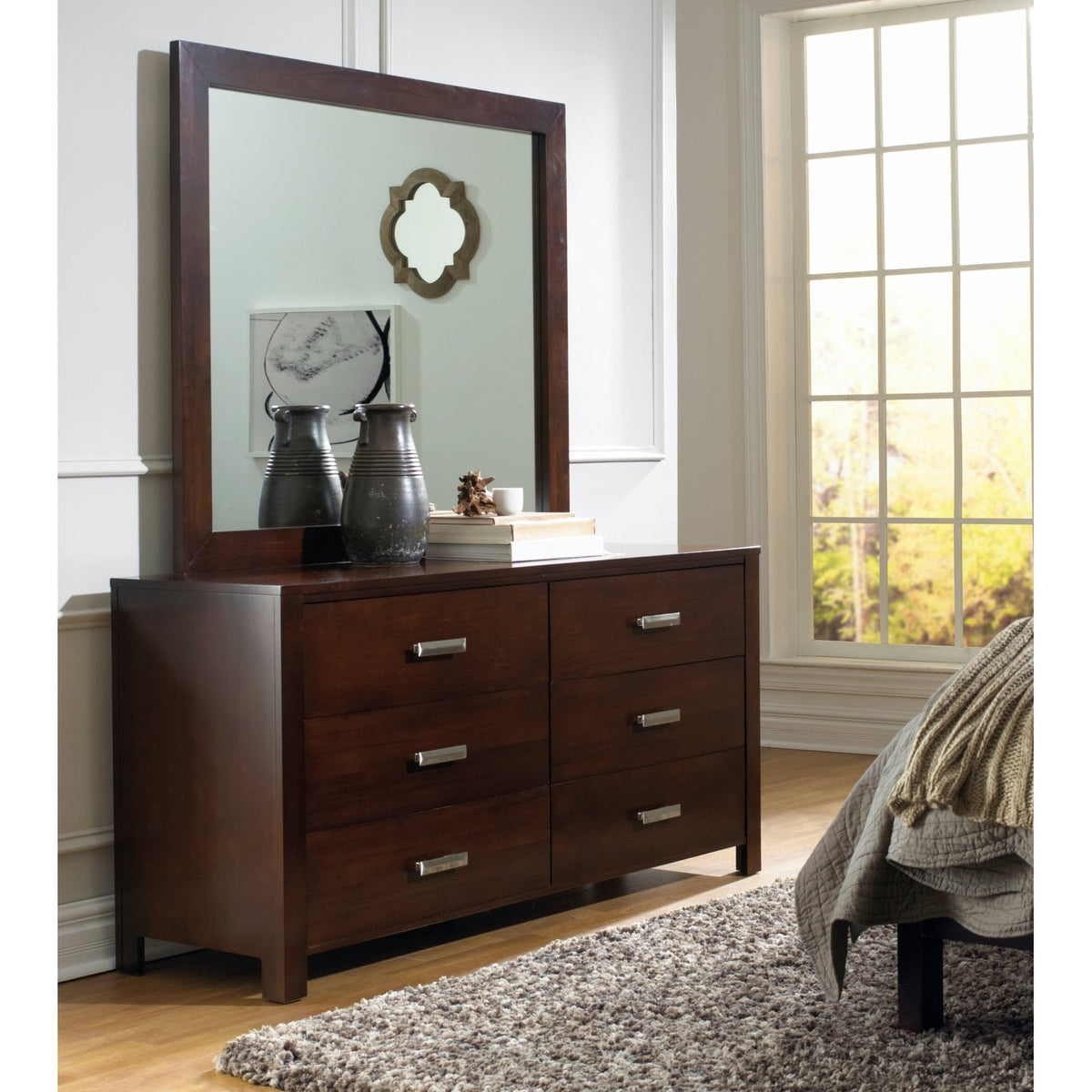 Modus Furniture Riva Six Drawer Dresser in Chocolate Brown (2024) Modus Furniture Riva Six Drawer Dresser in Chocolate Brown (2024)