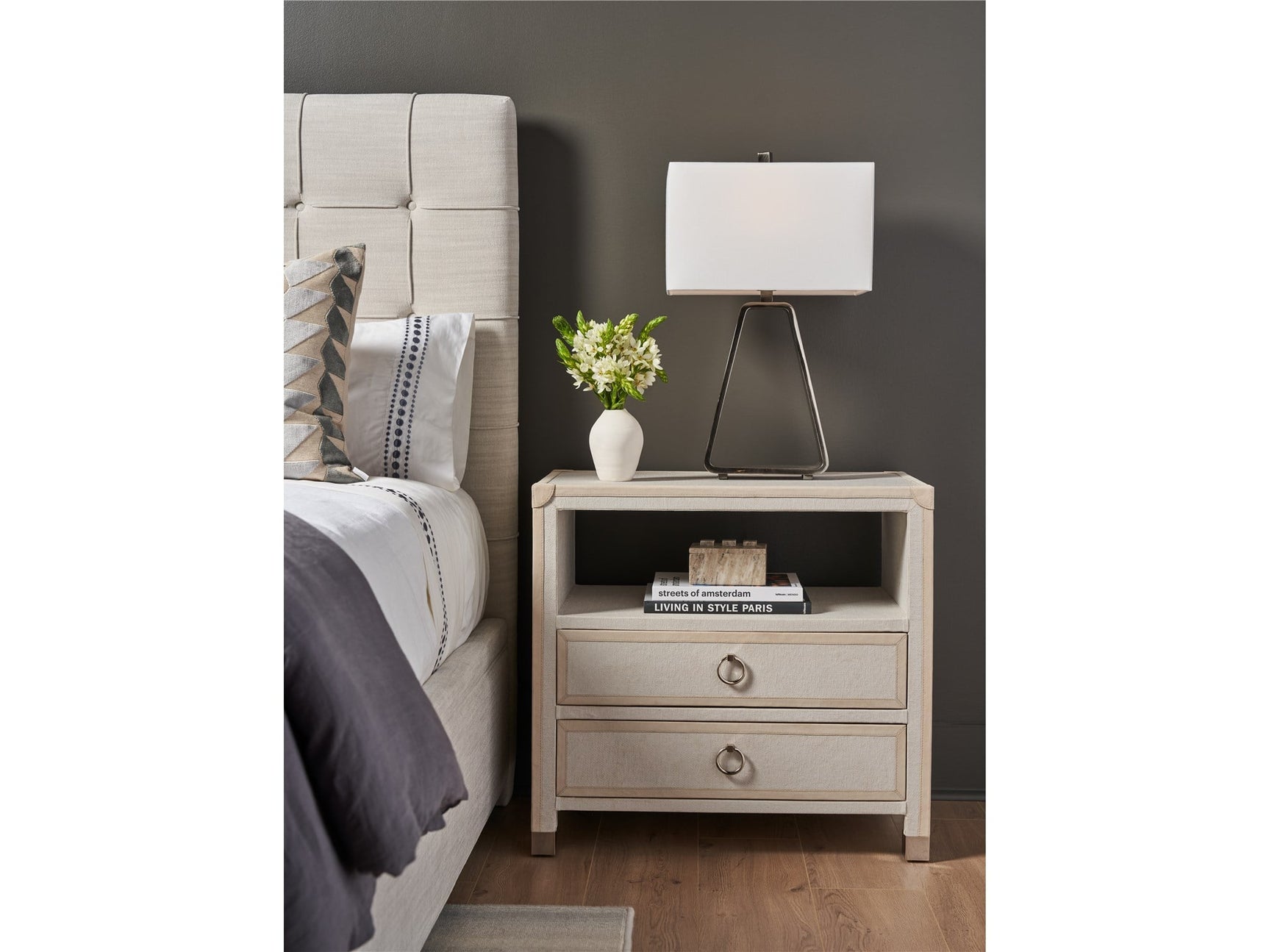 Riven Light Gray Nightstand - Ornate Home