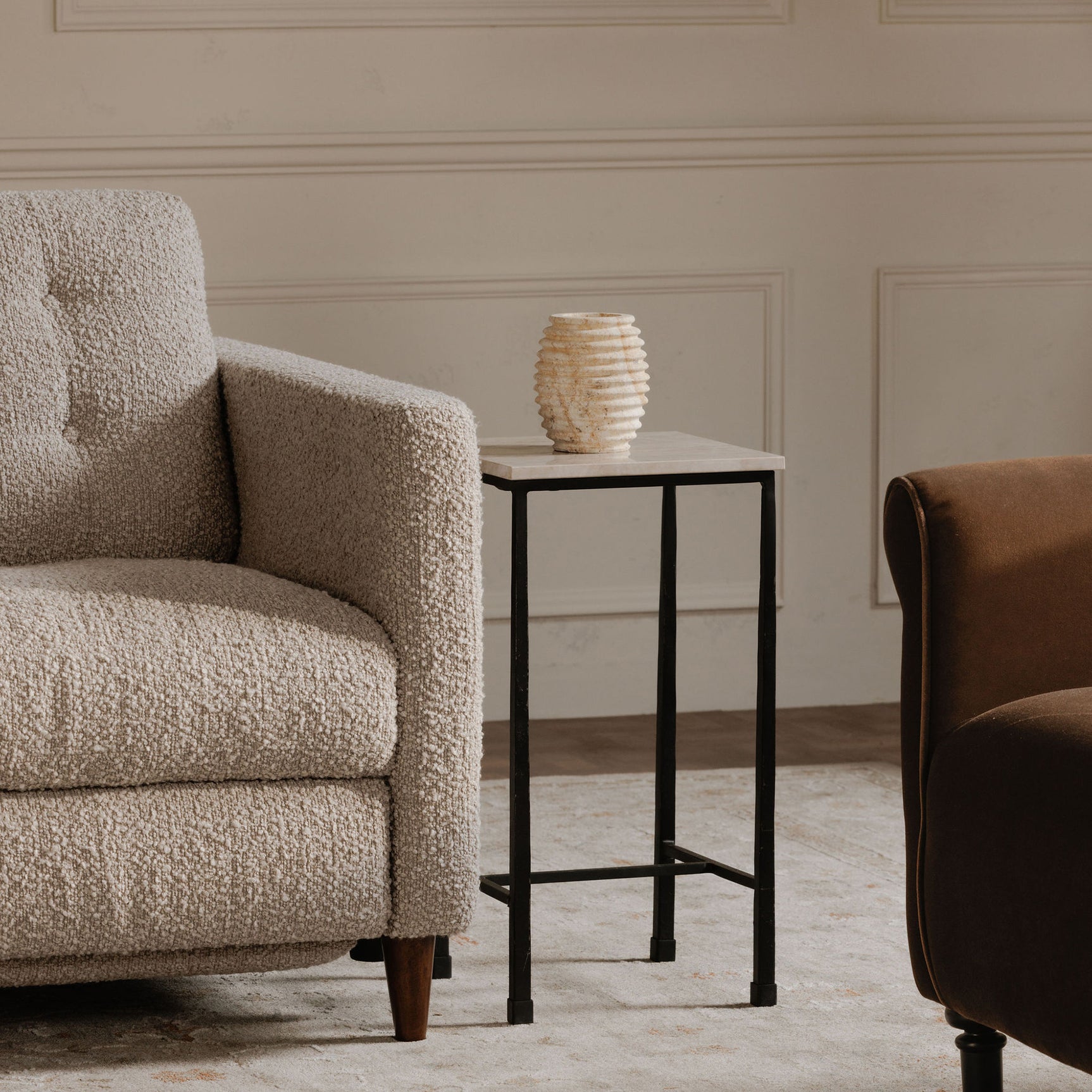 River Botticino Marble Side Table - Ornate Home