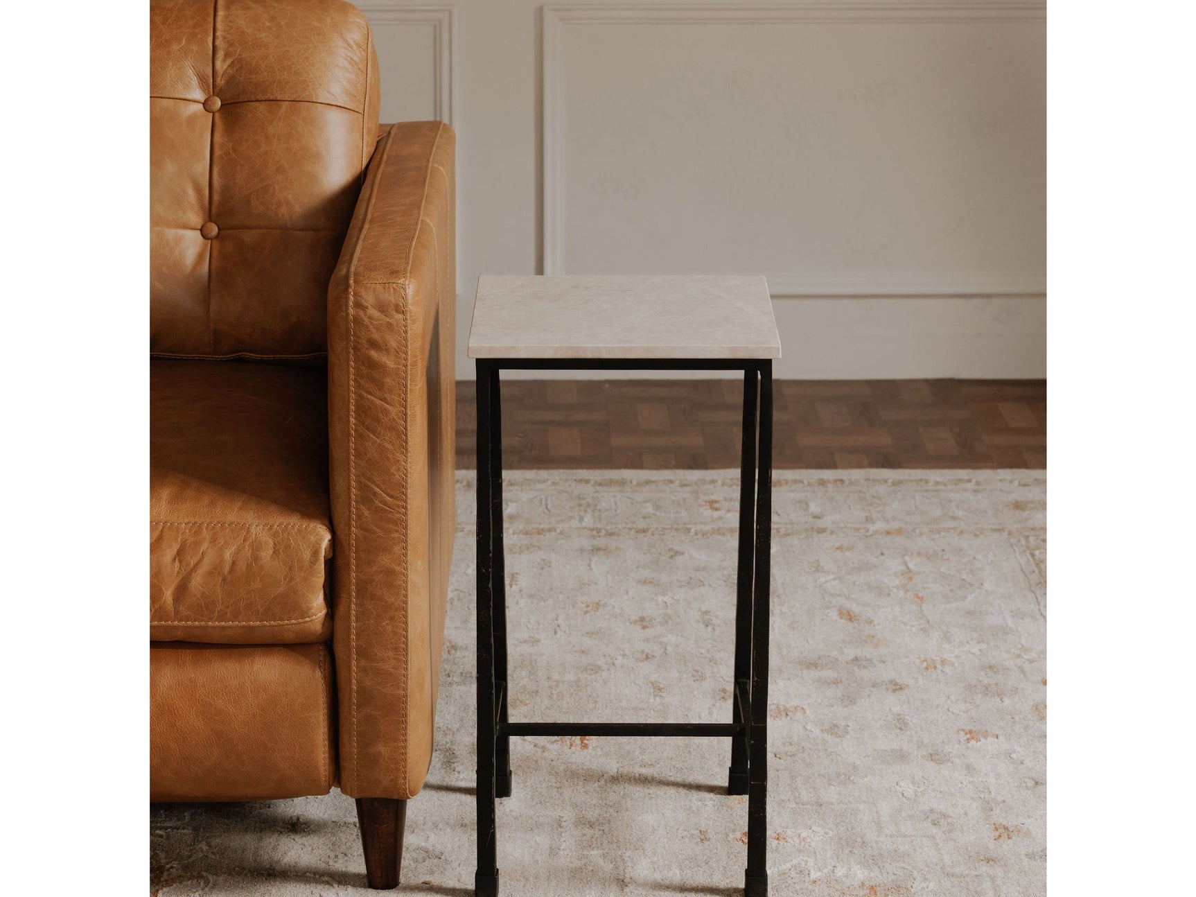 River Botticino Marble Side Table - Ornate Home