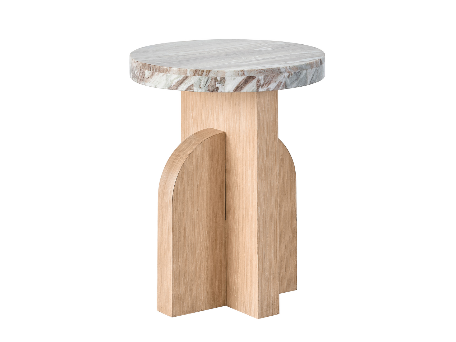 Riverine White Oak/Marble Accent Table - Ornate Home