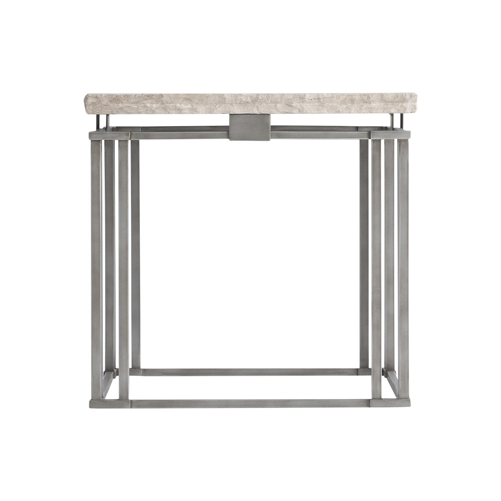 Riverton Bianco Travertine/Silver Side Table - Ornate Home