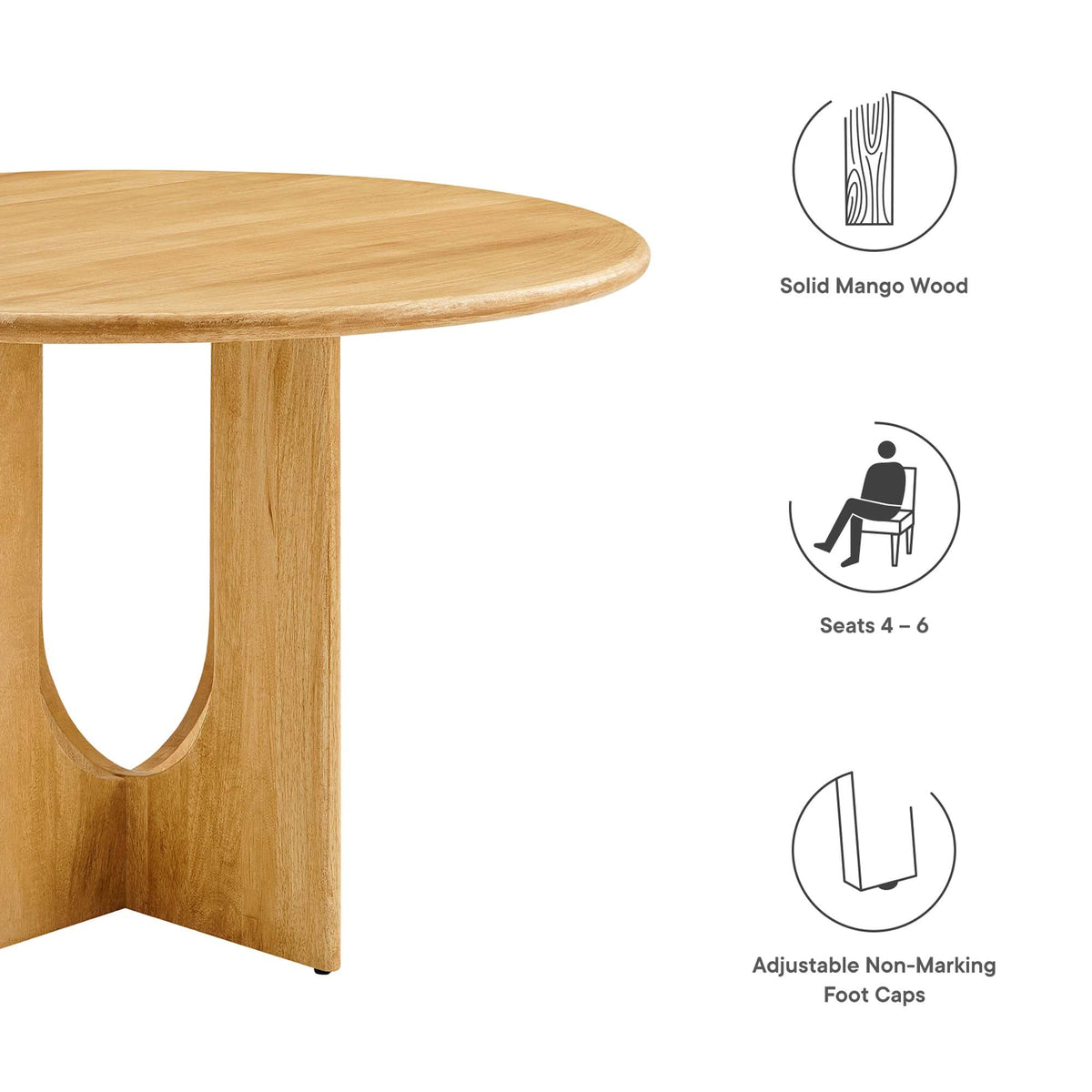 Rivian Oak Round 48" Wood Dining Table - Ornate Home