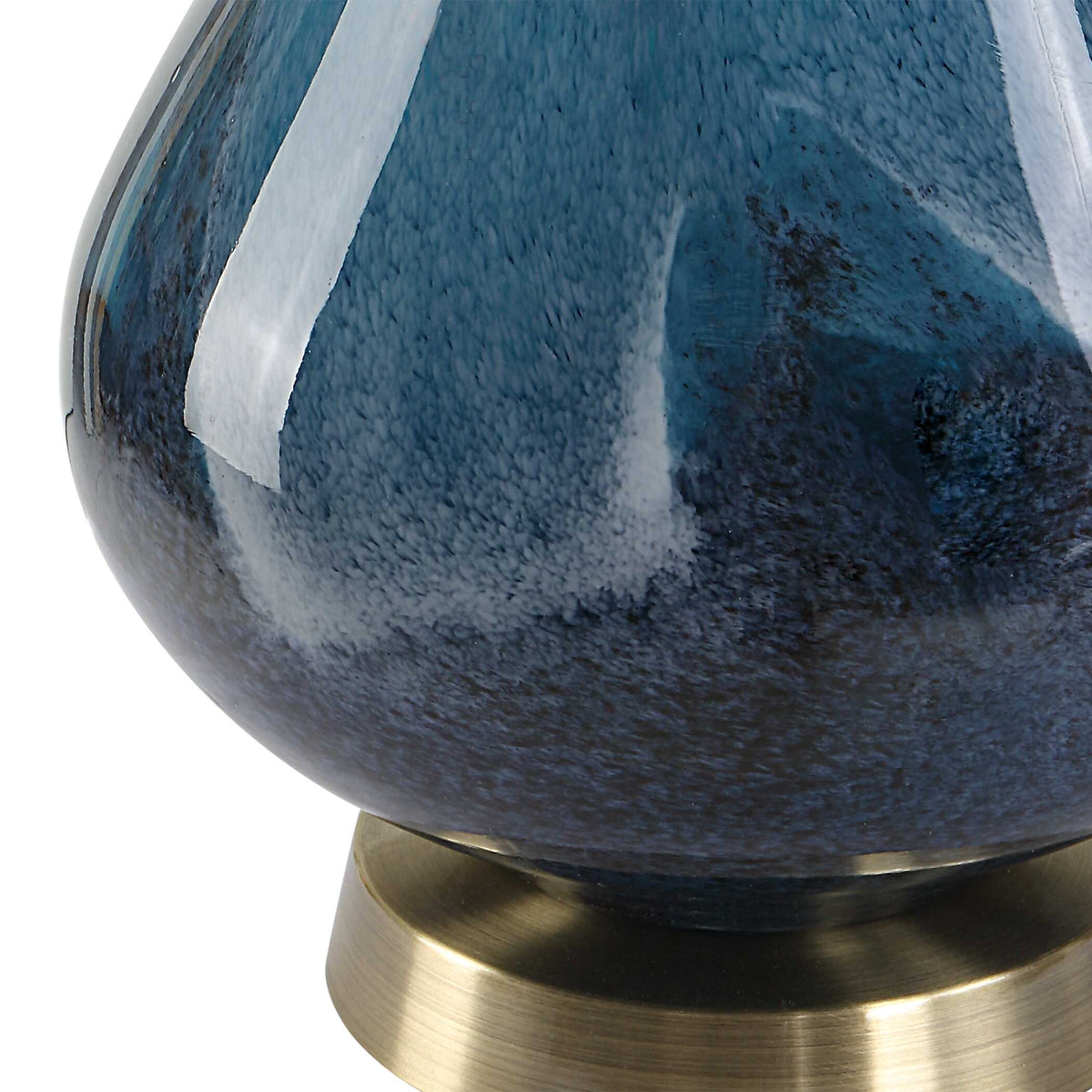 Riviera Blue Art Glass Table Lamp - Ornate Home