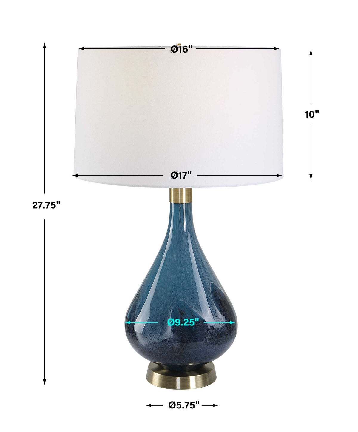Riviera Blue Art Glass Table Lamp - Ornate Home