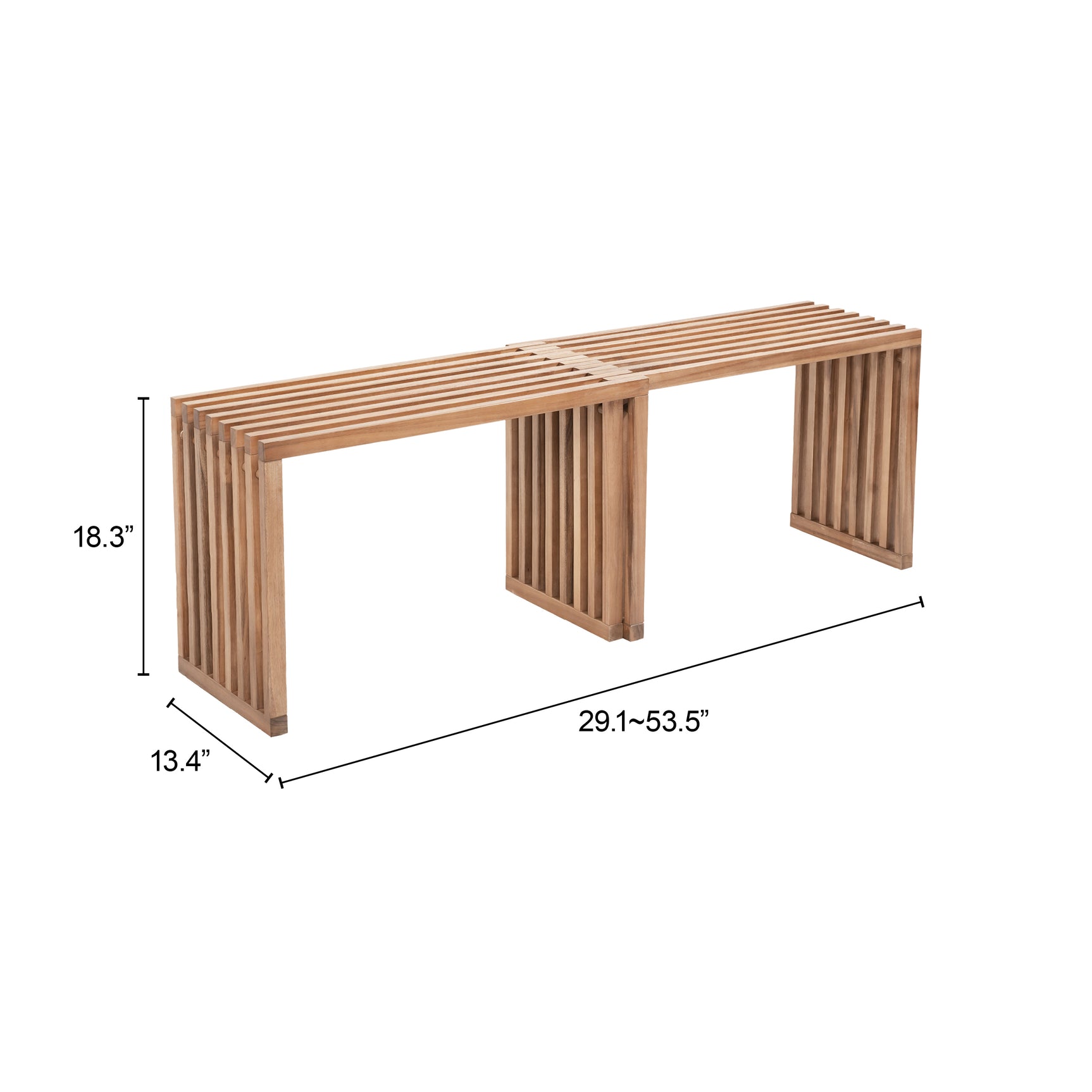 Riviera Natural Extendable Bench (Set of 2) - Ornate Home