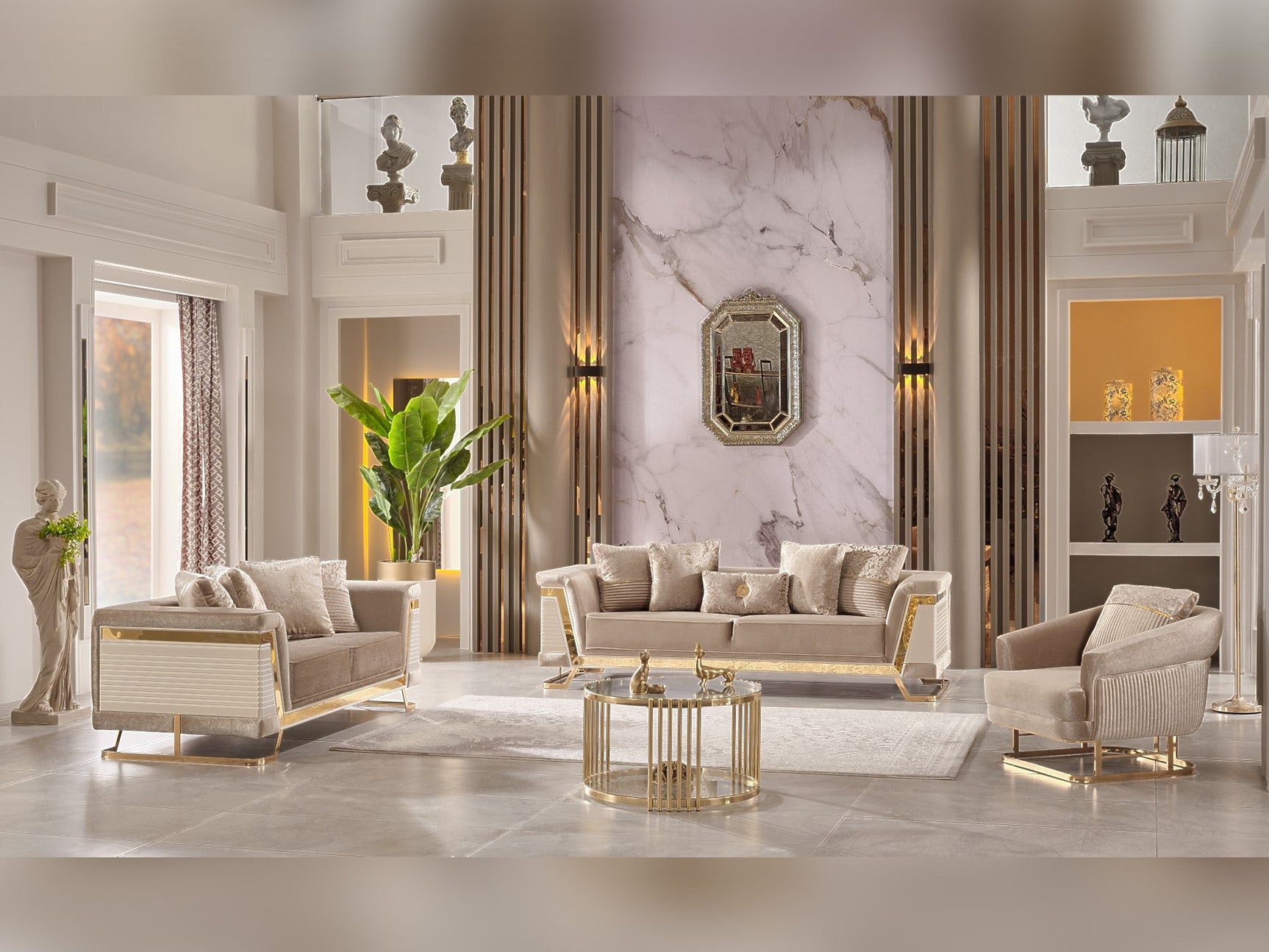 Rixos Beige Living Room Set - Ornate Home