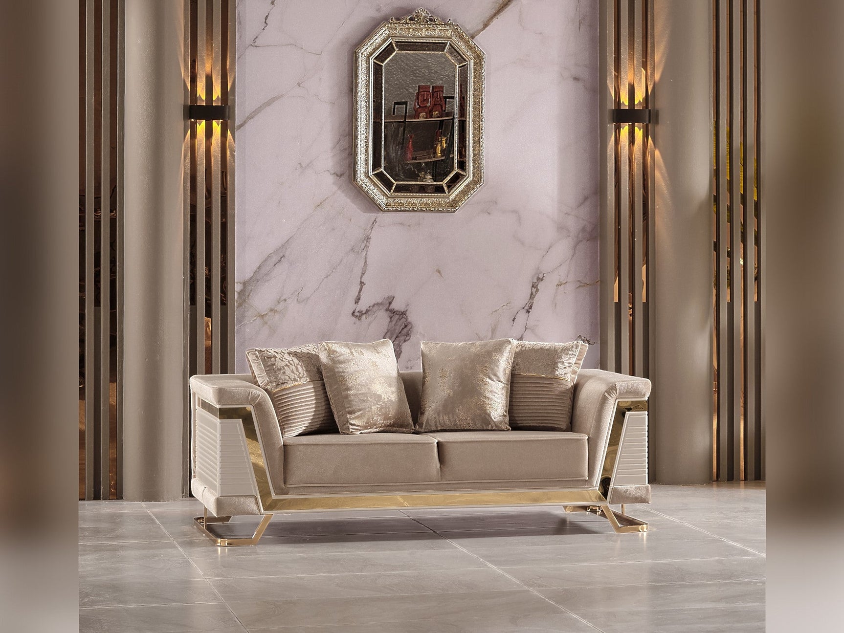 Rixos Beige Stationary Loveseat - Ornate Home