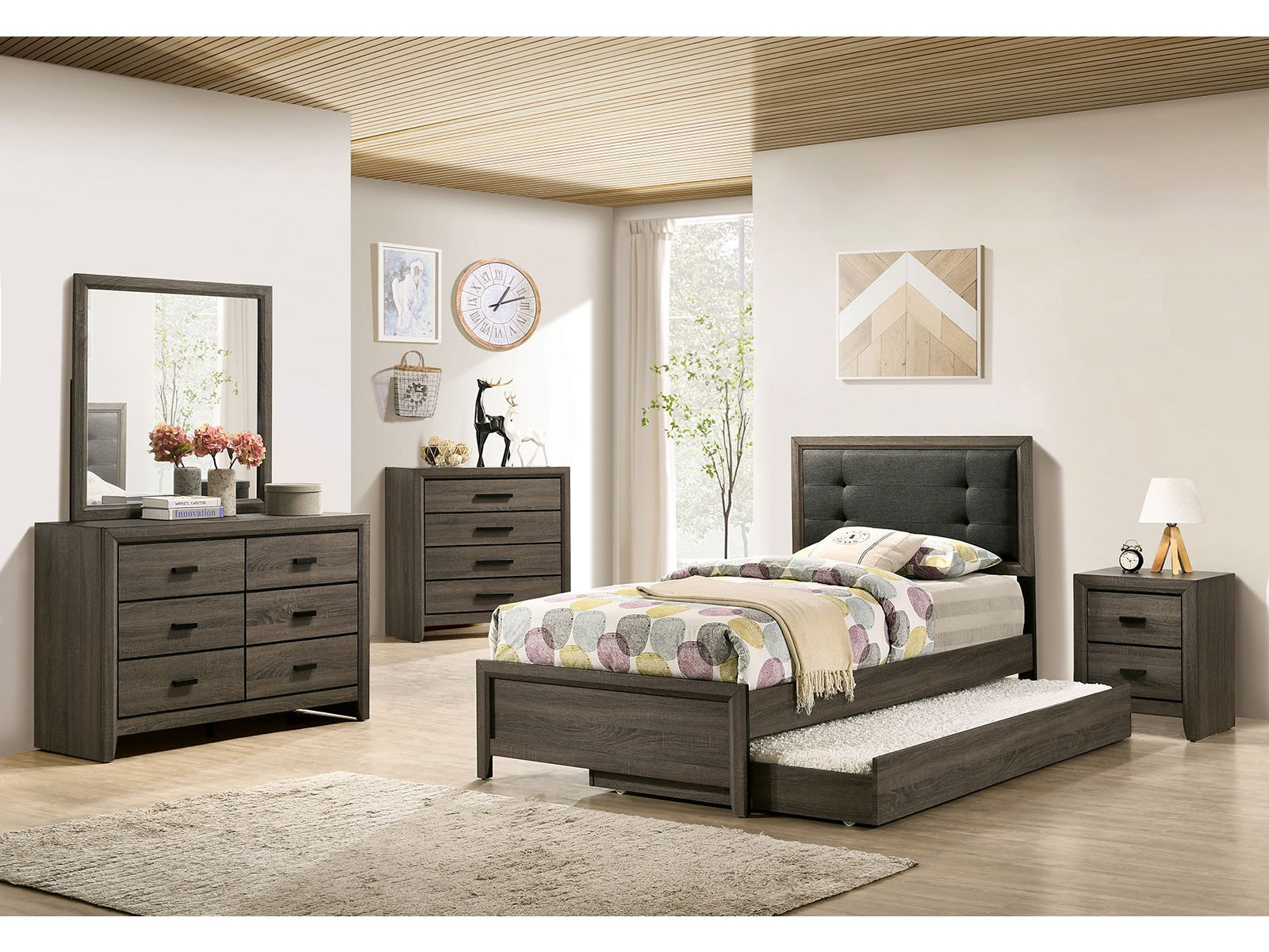 Roanne Gray/Charcoal 4 Pc. Full Bedroom Set - Ornate Home