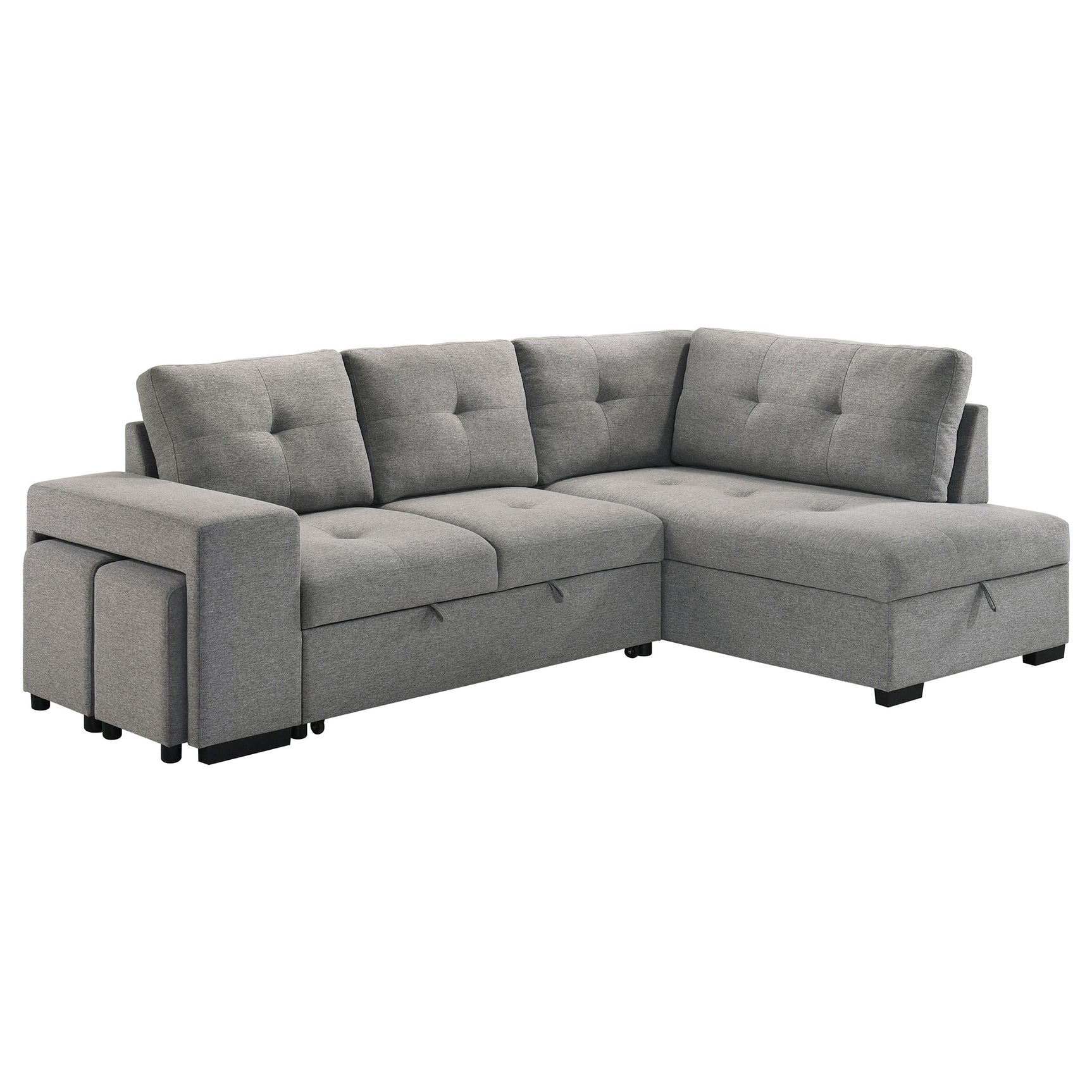 Roanne Grey Fabric Upholstered Sleeper Sectional Sofa - Ornate Home