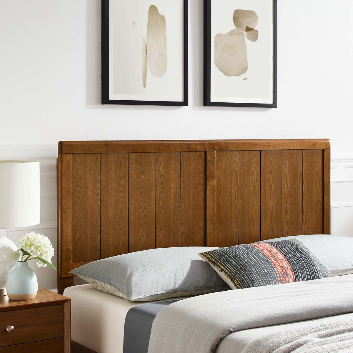 Robbie Walnut Wood Full Headboard - Ornate Home