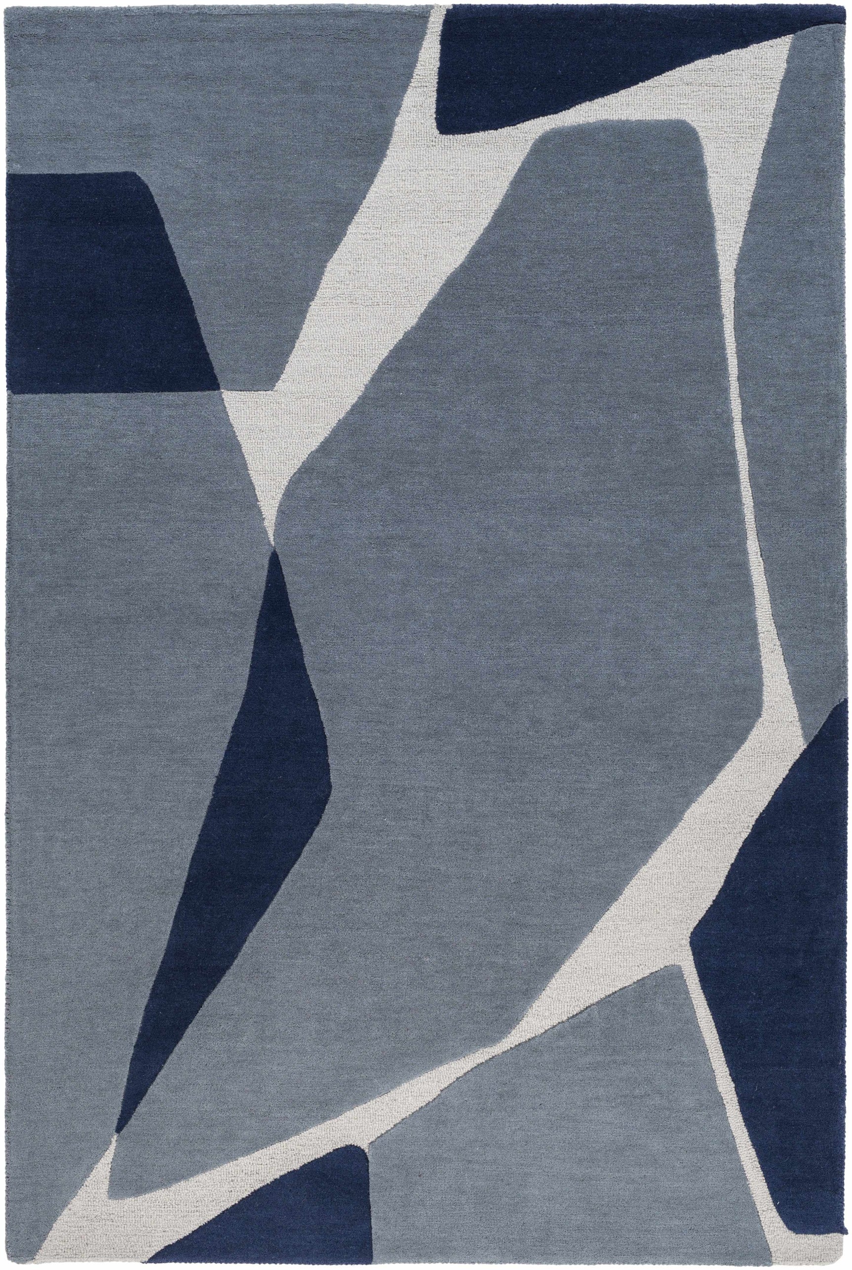 Robbins Modern Blue Wool Rug - Ornate Home