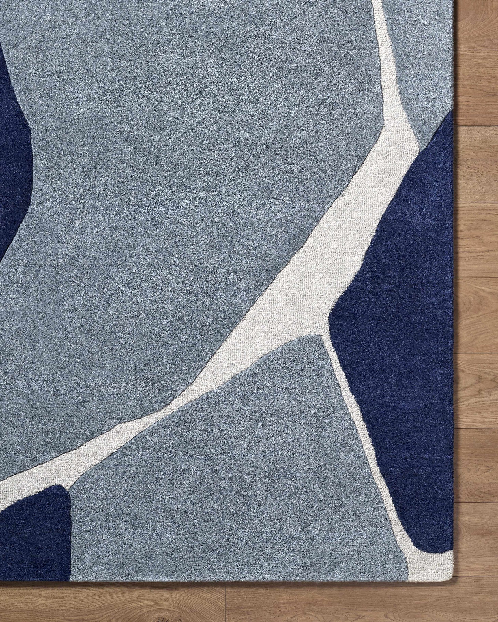 Robbins Modern Blue Wool Rug - Ornate Home