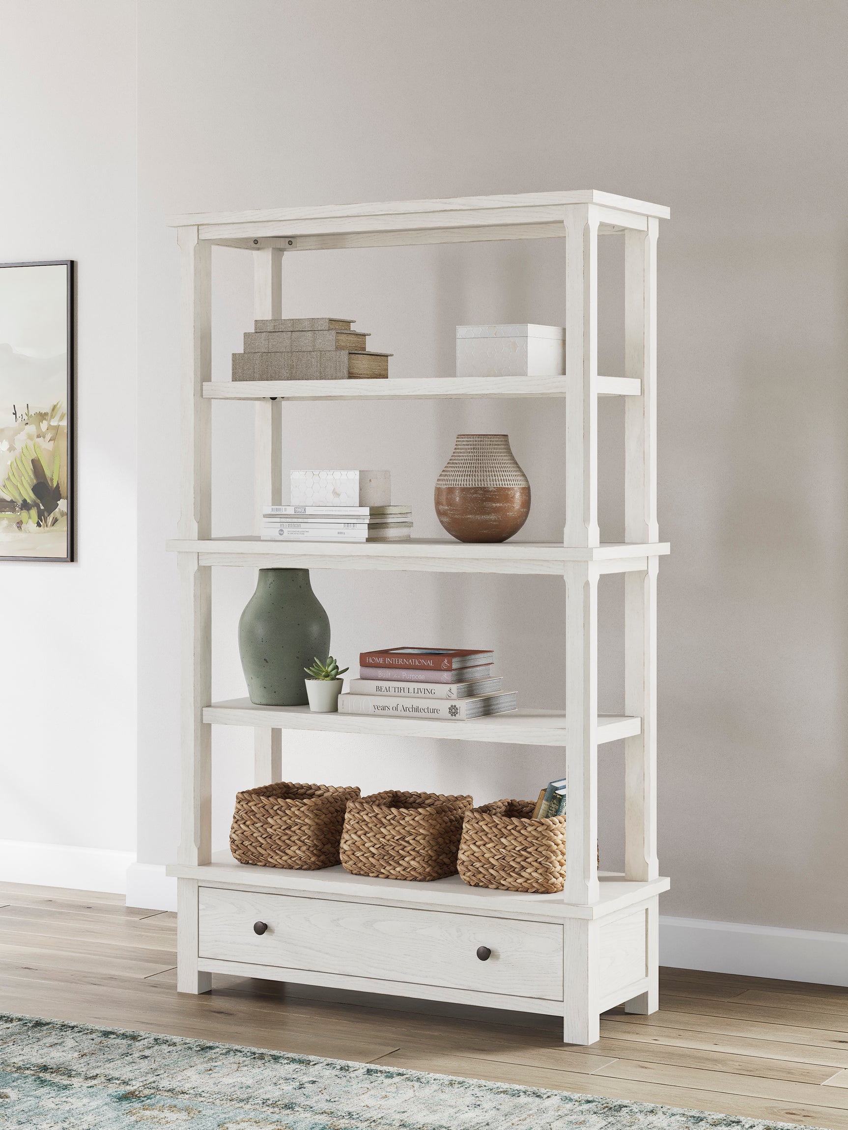 Robbinsdale Antique White Bookcase - Ornate Home