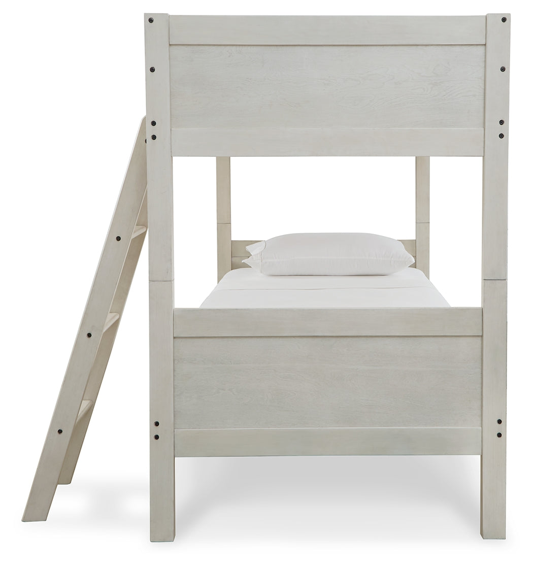 Robbinsdale Antique White Bunk Bedroom Set with Mattresses (Online Special Price) - Ornate Home