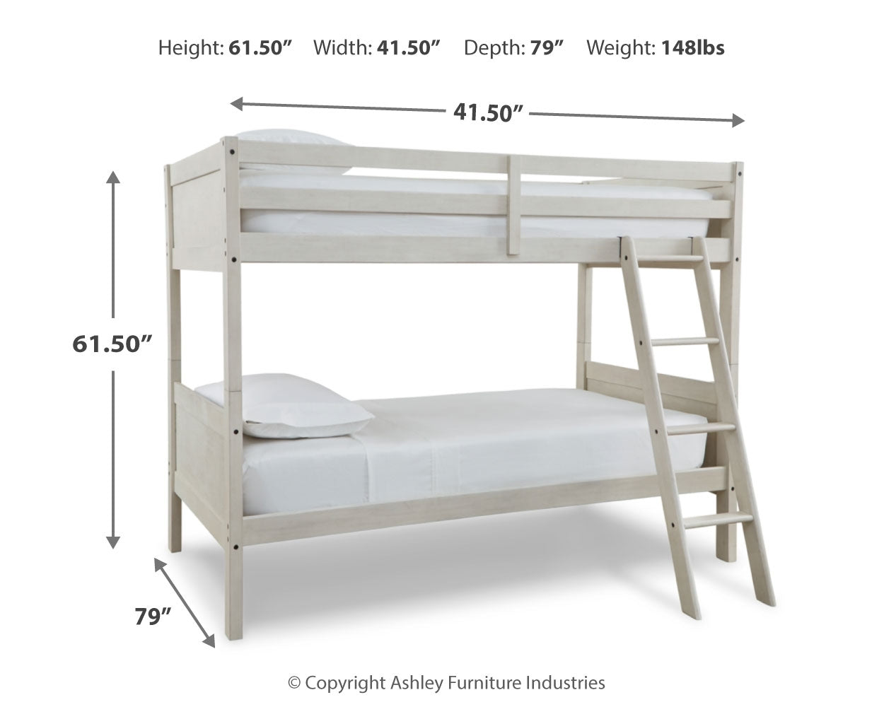 Robbinsdale Antique White Bunk Bedroom Set with Mattresses (Online Special Price) - Ornate Home
