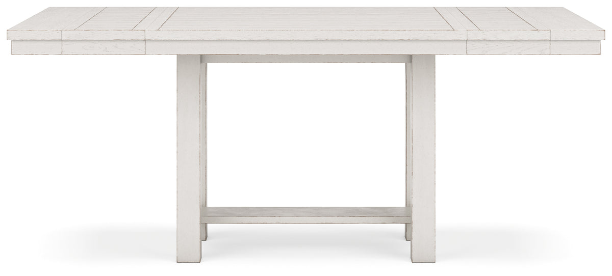 Robbinsdale Antique White Counter Height Dining Table, 4 Barstools and Bench - Ornate Home